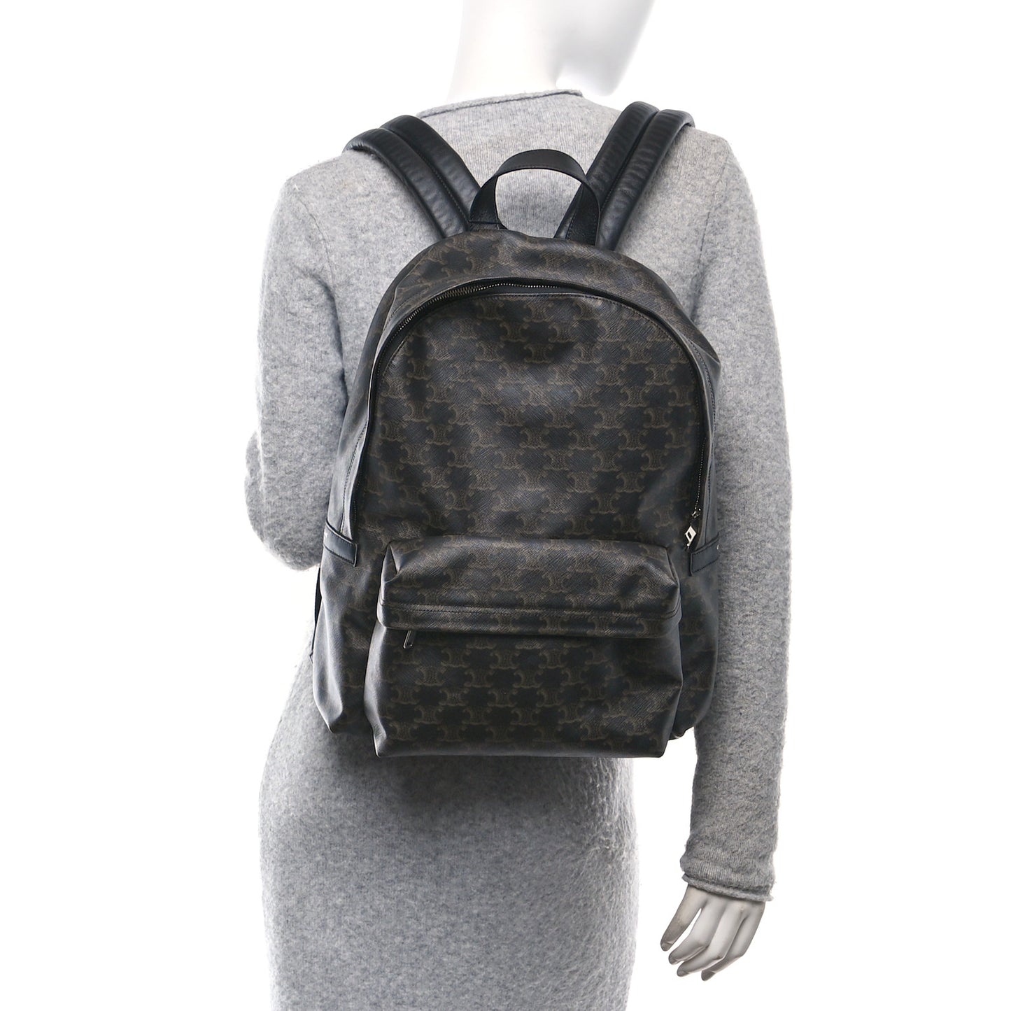 Triomphe Canvas XL Calfskin Backpack Black