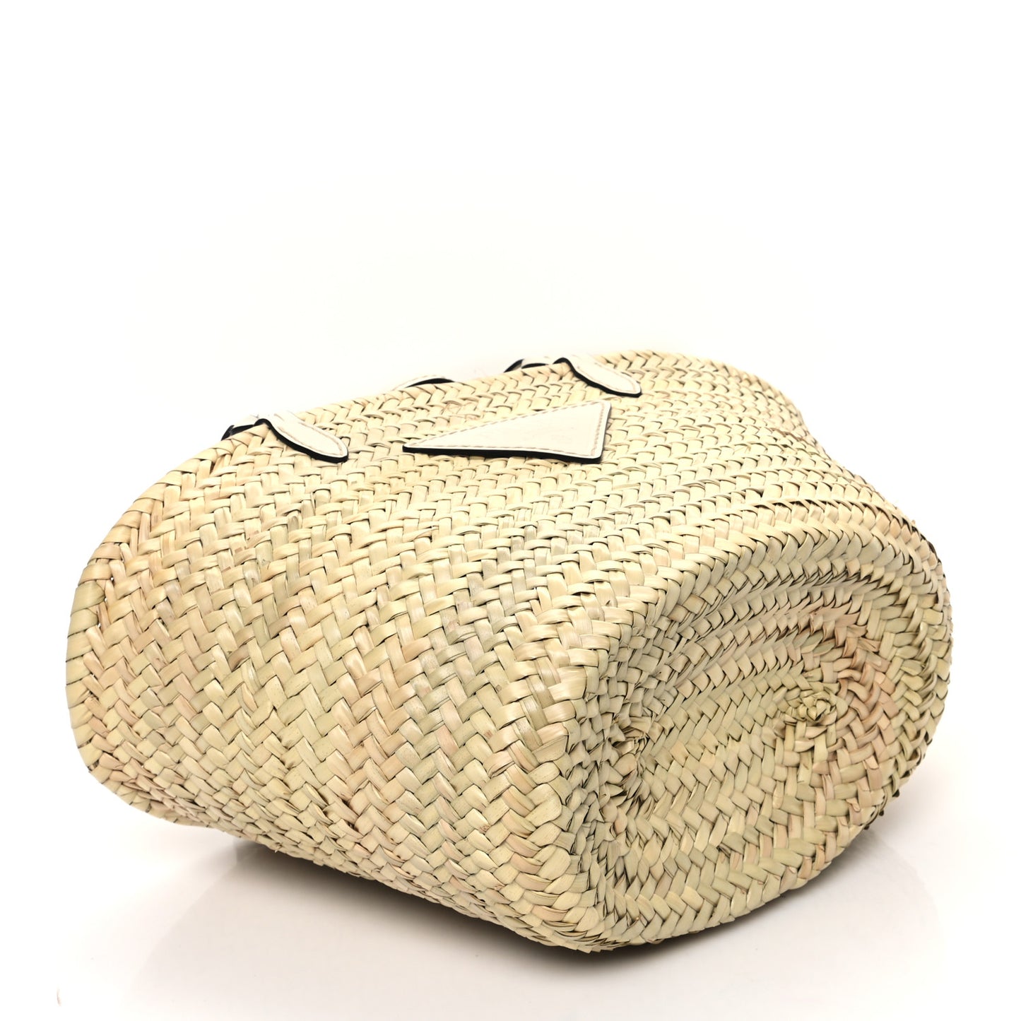 Palmitto Vitello Woven Braided Large Basket Tote Bag Naturale White