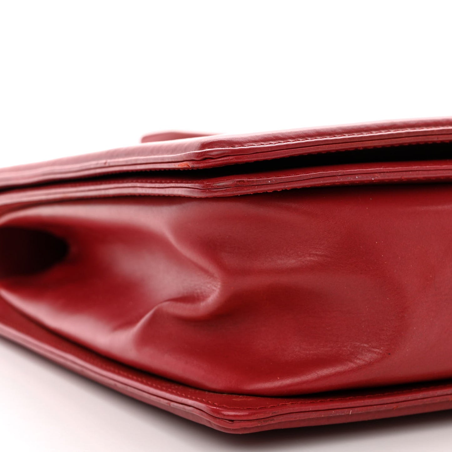 Glazed Calfskin Large Boy Flap Red