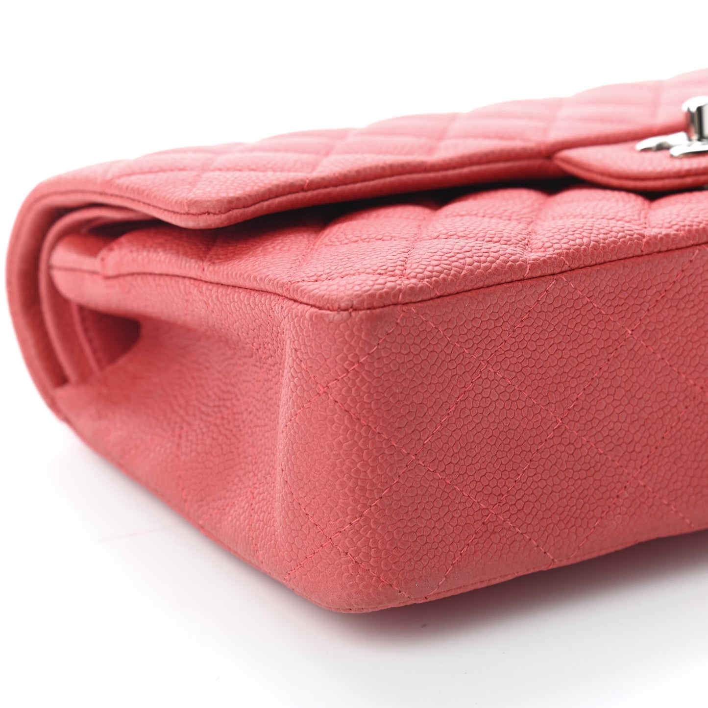Iridescent Caviar Quilted Medium Double Flap Dark Pink