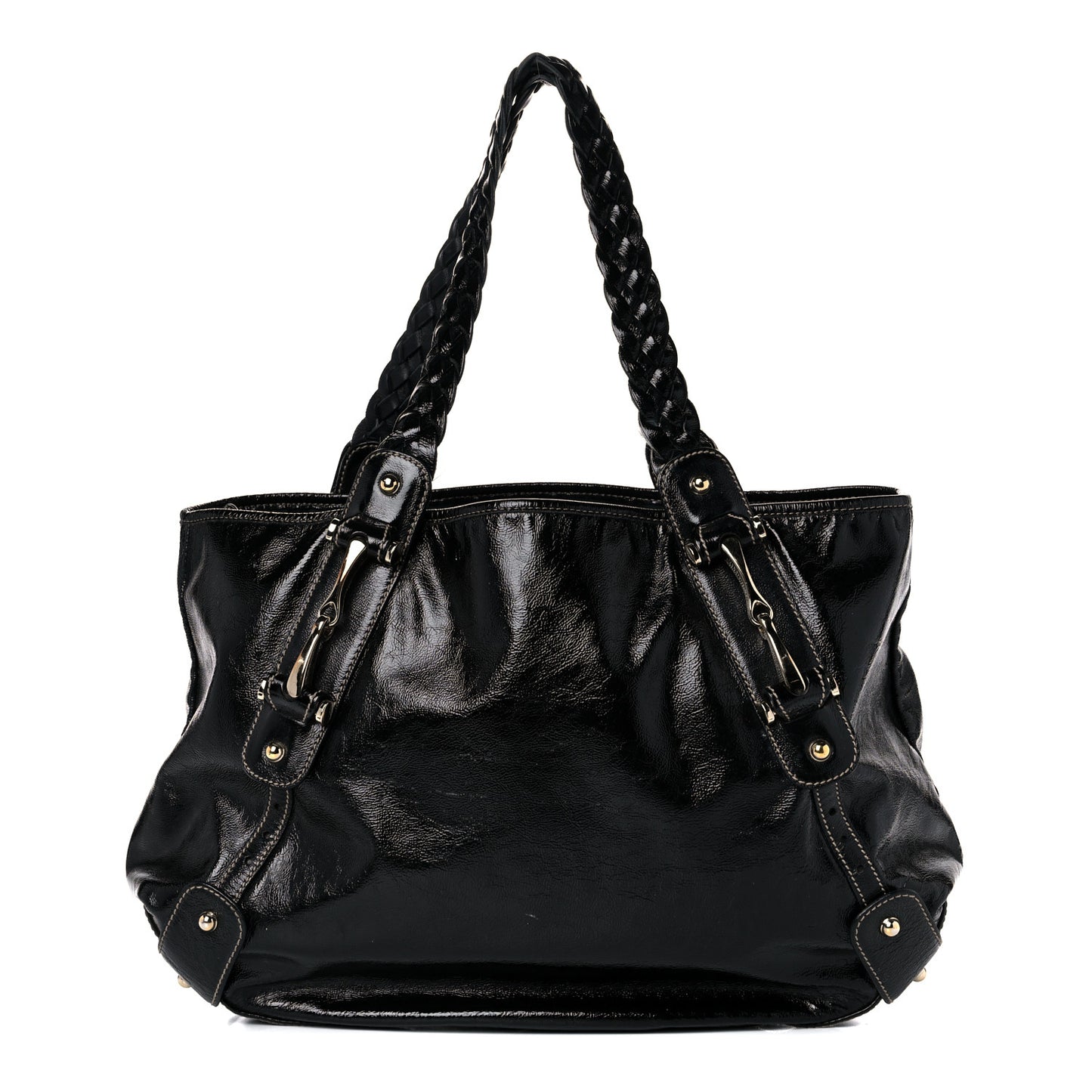Patent Medium Pelham Shoulder Bag Black