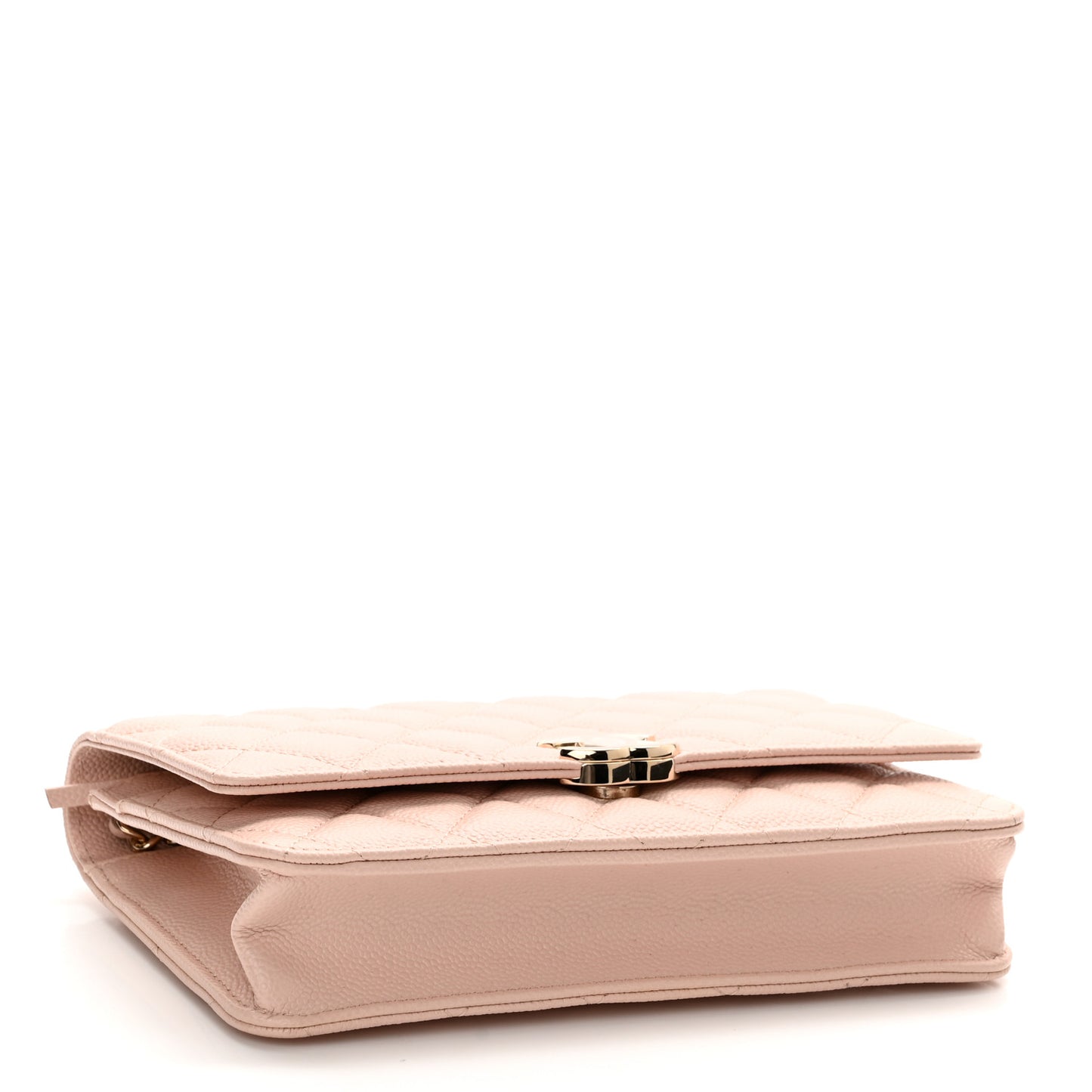 Caviar Quilted Enamel Wallet on Chain WOC Light Pink