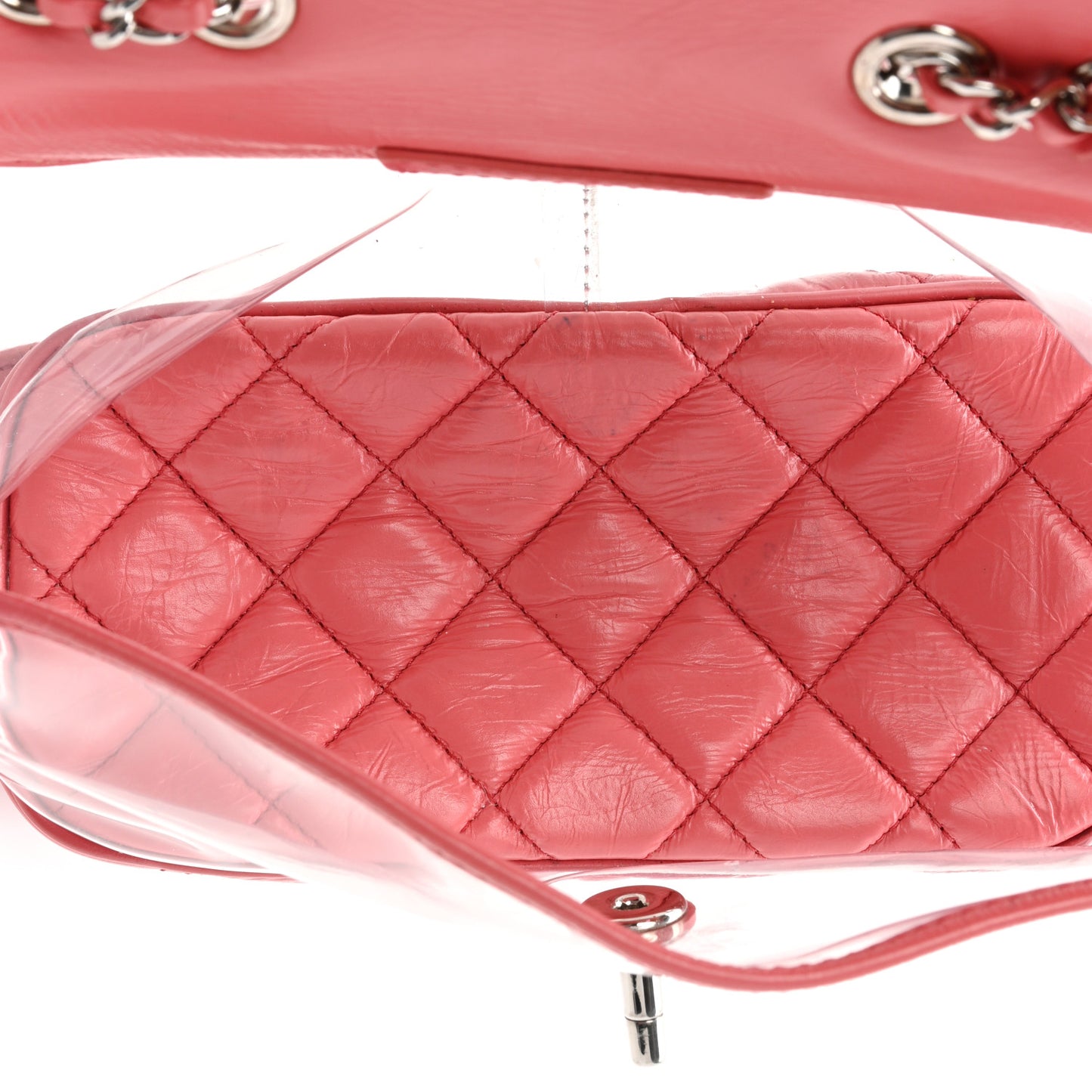 Crumpled Calfskin PVC Quilted Flap Pink