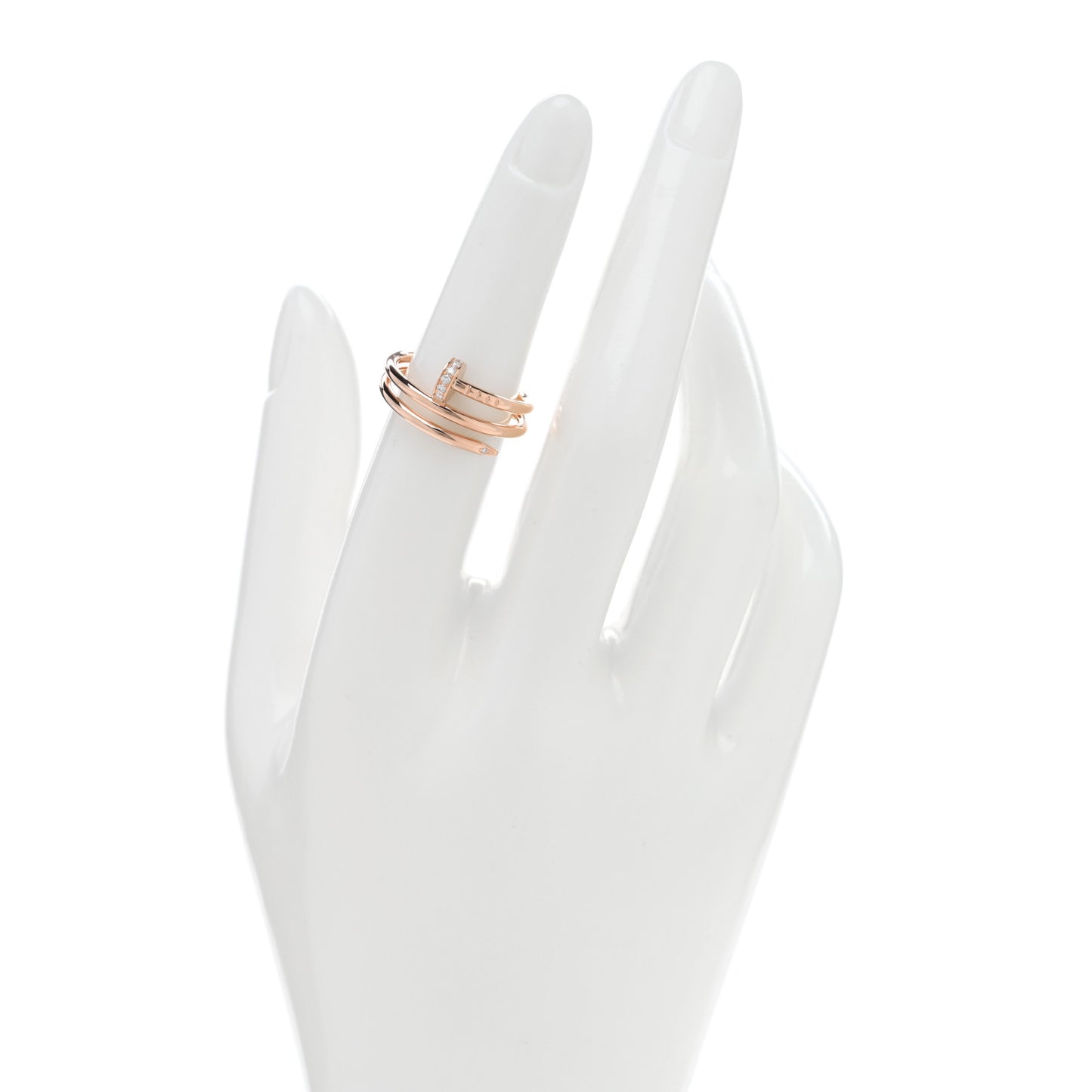 18K Pink Gold Diamond Double Juste Un Clou Ring 52 6