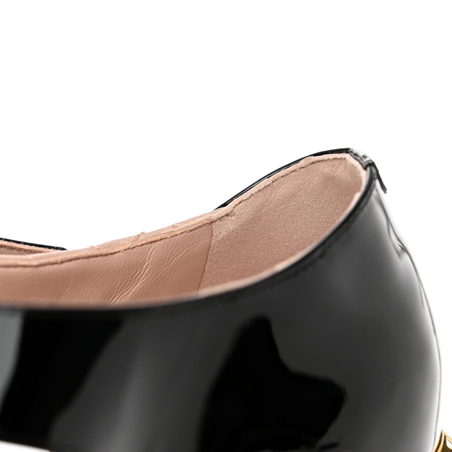 Patent Lambskin Quilted Cap Toe Ballerina Flats 36 Beige Black