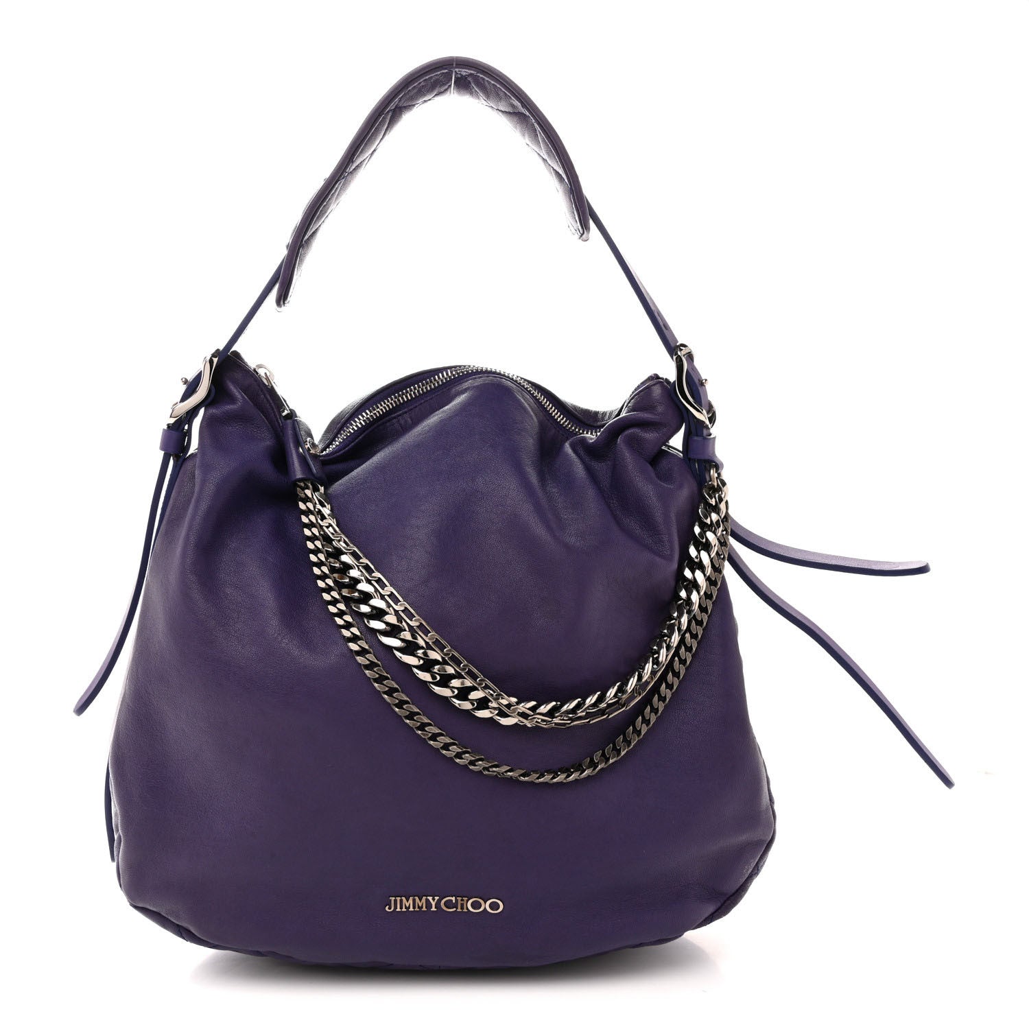 Jimmy Choo Soft Vachetta Medium Biker Saddle Chain Satchel Viola