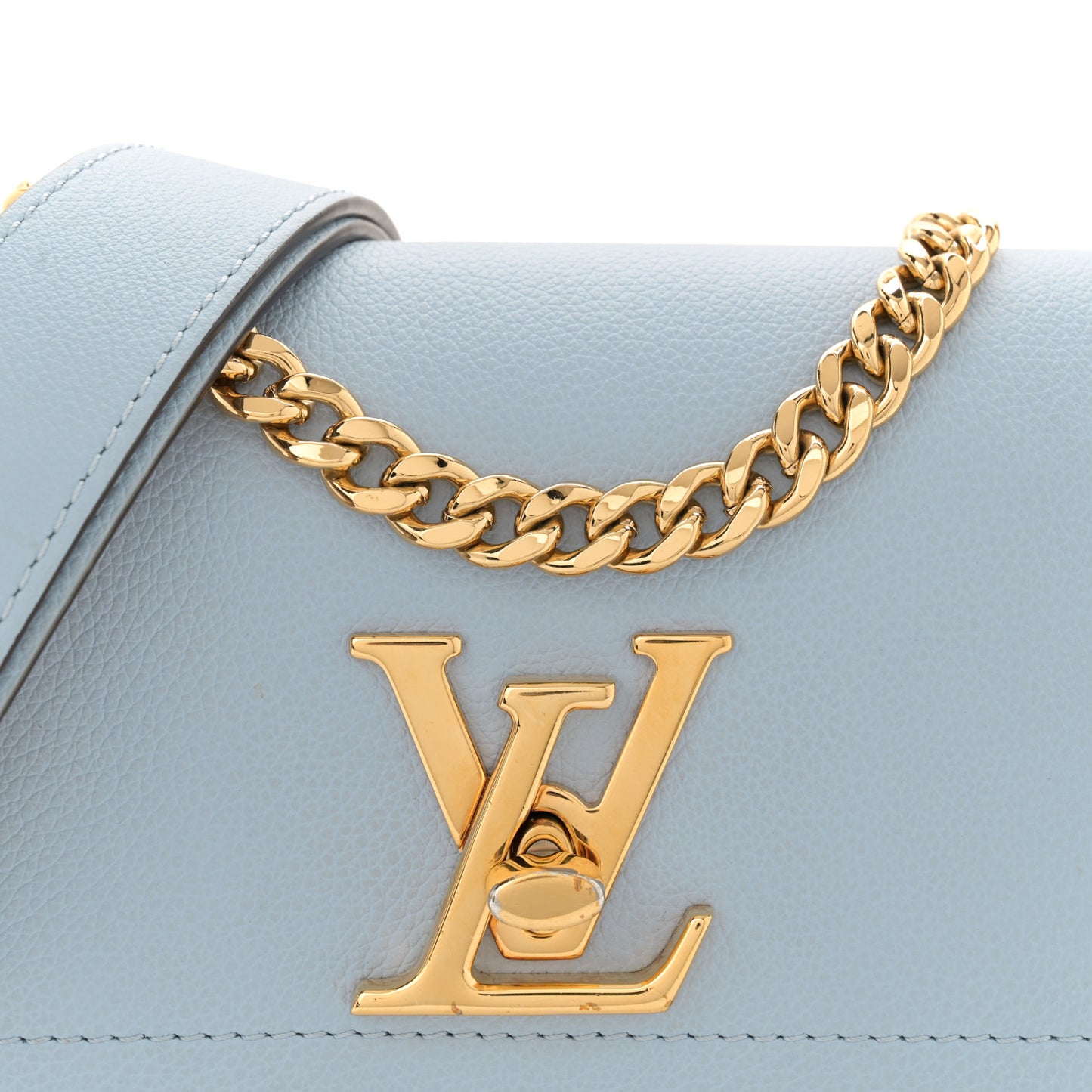 Grained Calfskin Lockme Tender Bleu Nuage