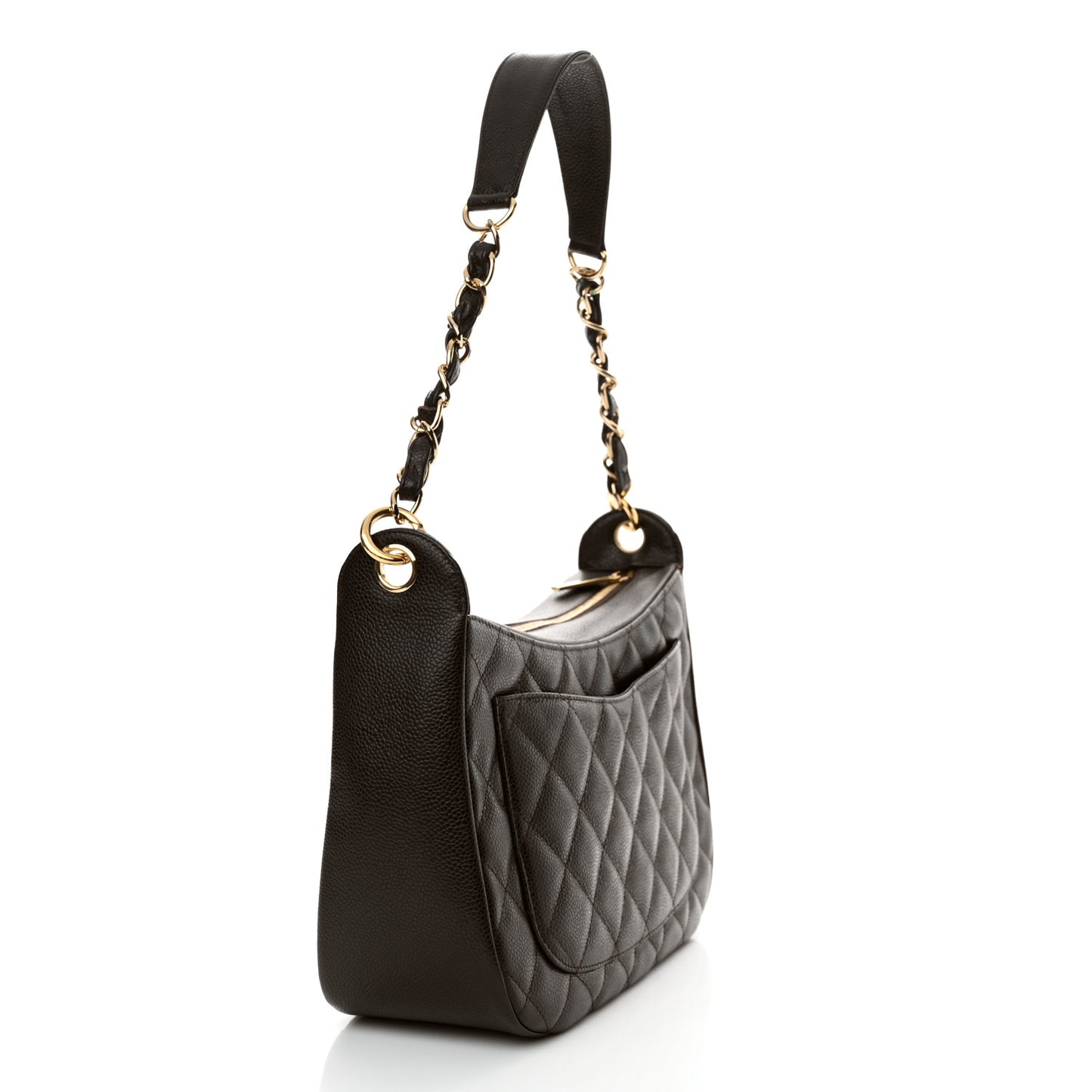 Caviar Quilted Timeless CC Shoulder Bag Brown