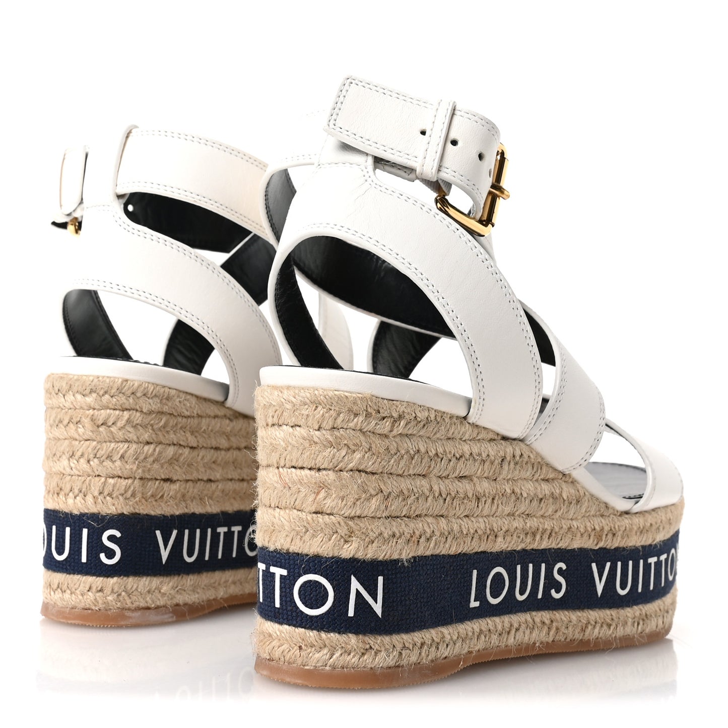 Calfskin Boundary Wedge Sandals 38 White