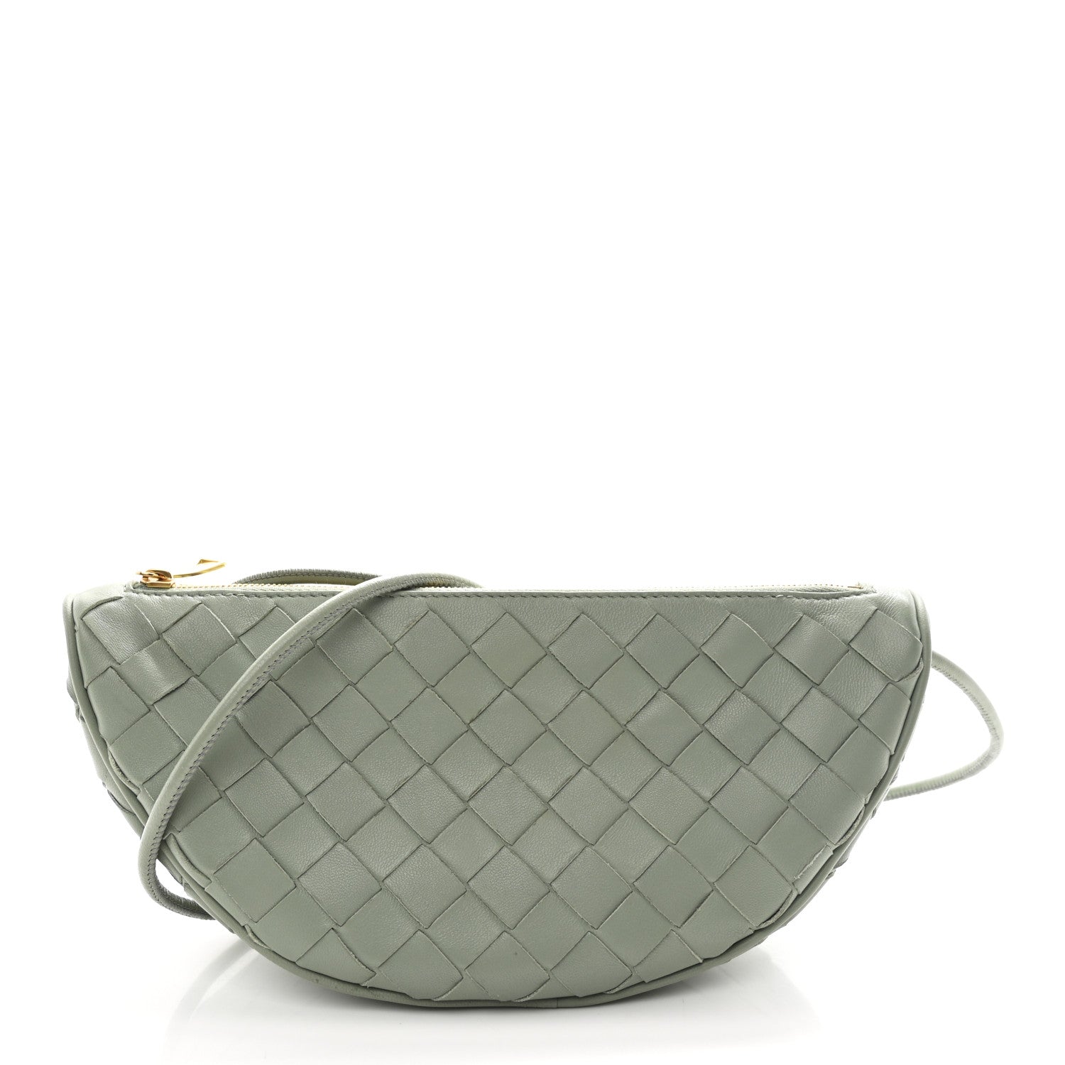 Bottega Veneta Nappa Intrecciato Half Moon Pouch On Strap Sauge