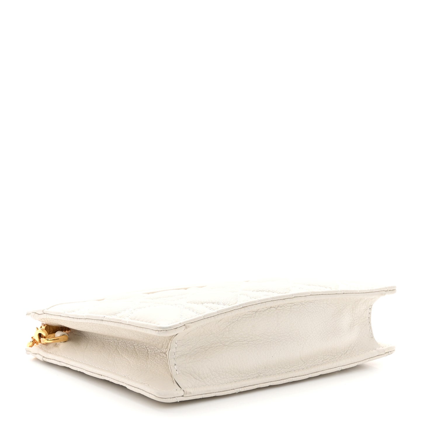 Calfskin Cannage Caro Zipped Pouch With Chain Latte
