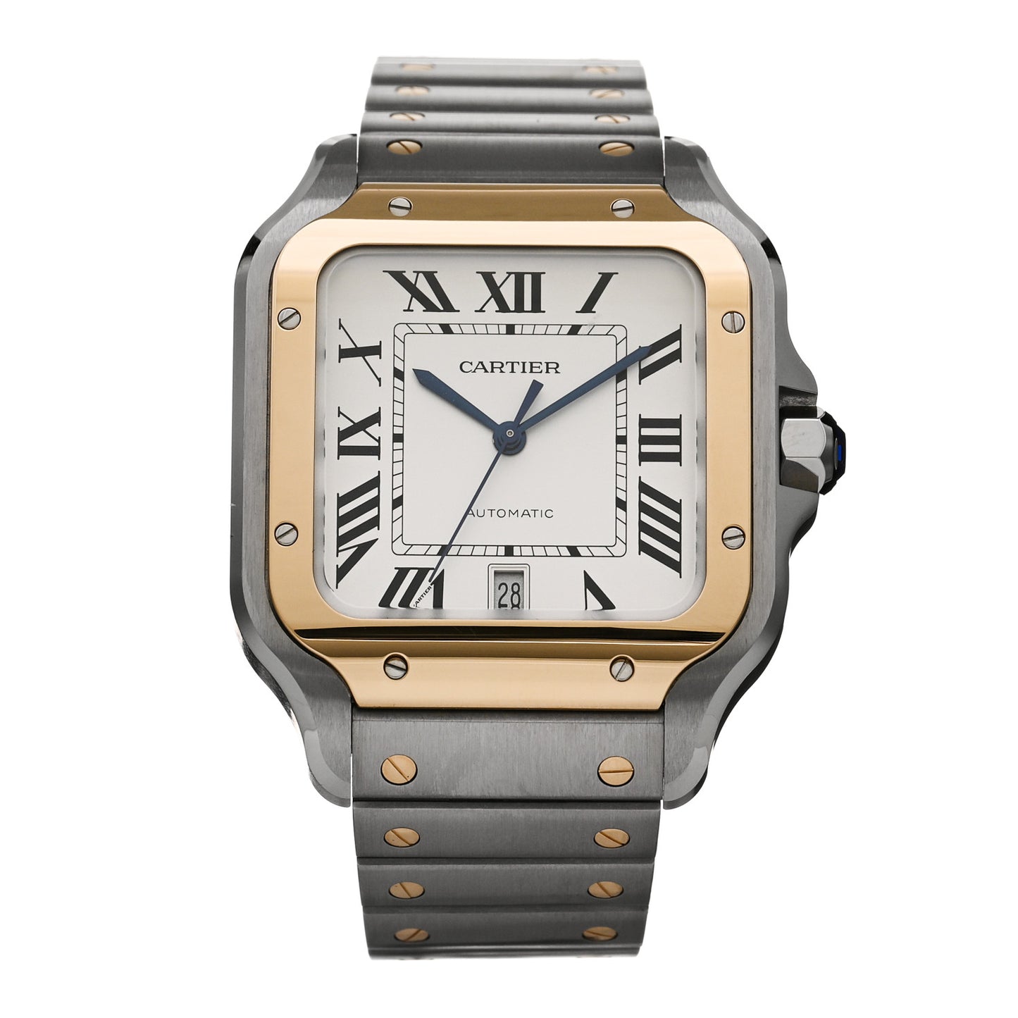 Stainless Steel 18K Yellow Gold 39.8mm Santos De Cartier Automatic Watch