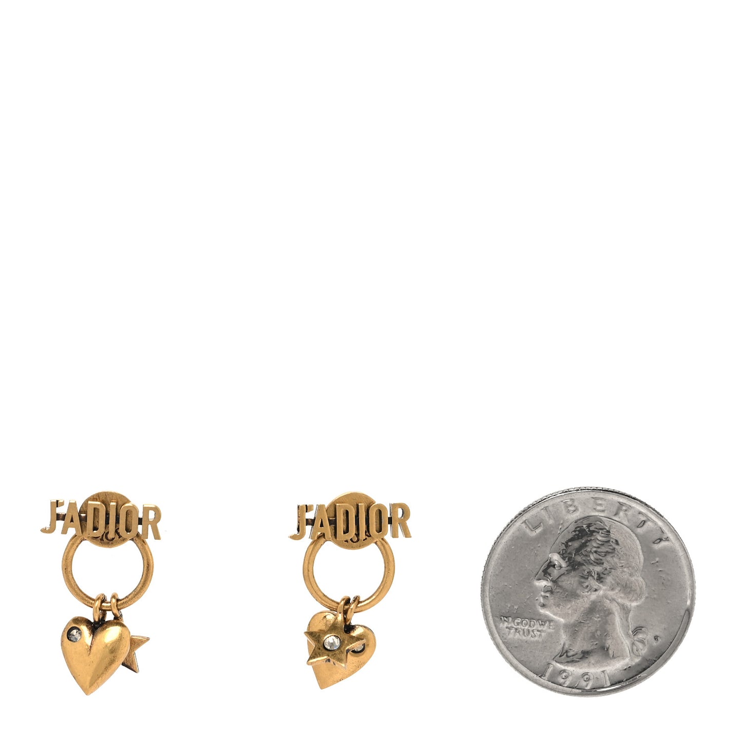 Metal Heart Star J'adior Drop Earrings Antique Gold