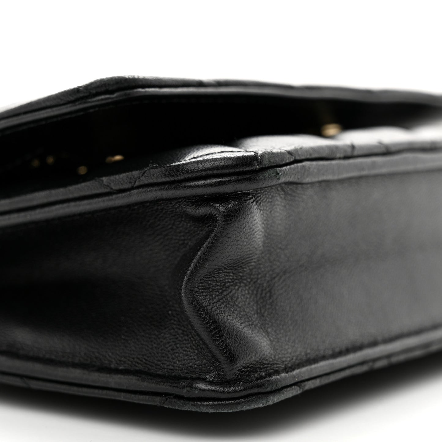 Lambskin Quilted Coco Bow Wallet On Chain WOC Black
