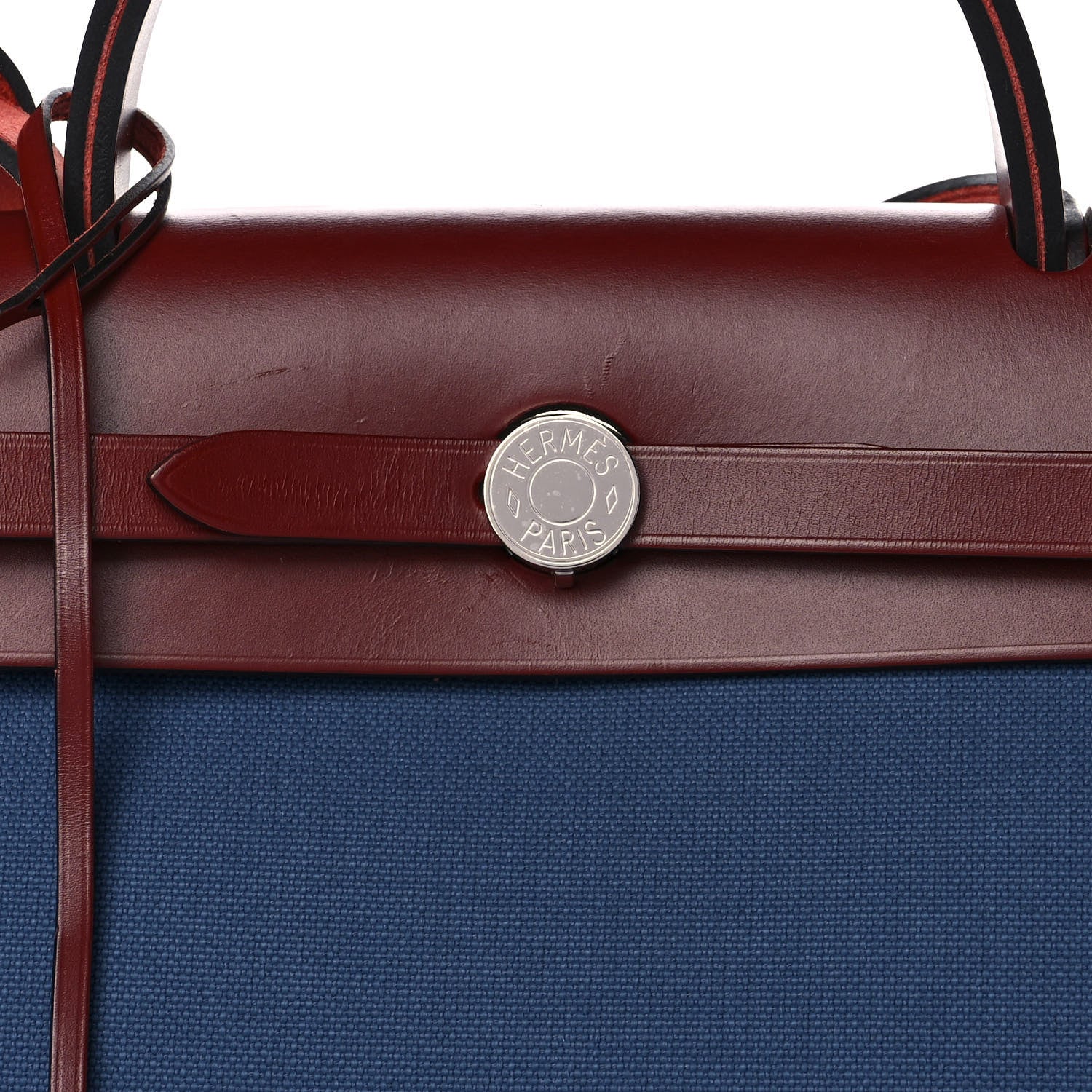 Hermes Vache Hunter Toile Militaire Herbag Zip 31 PM Bleu Agate Rouge H 12 of 15