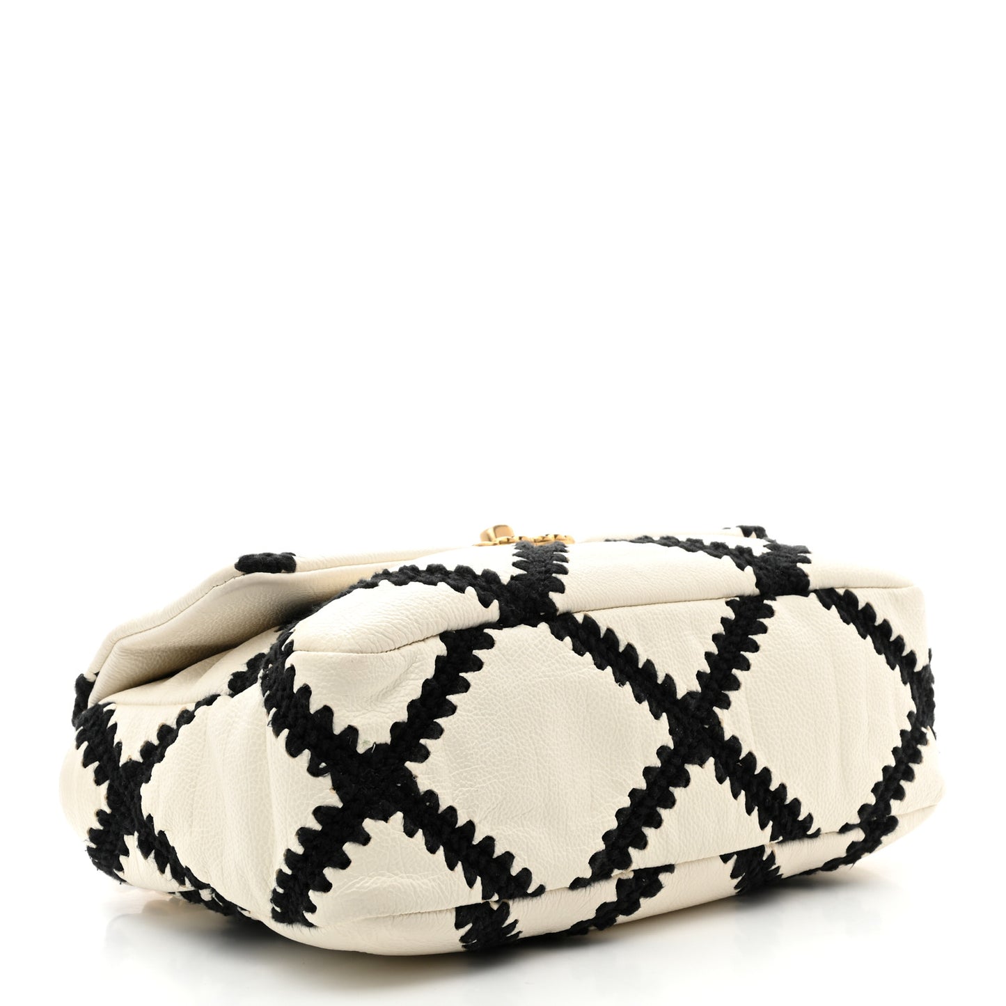 Calfskin Crochet Medium Chanel 19 Flap White Black