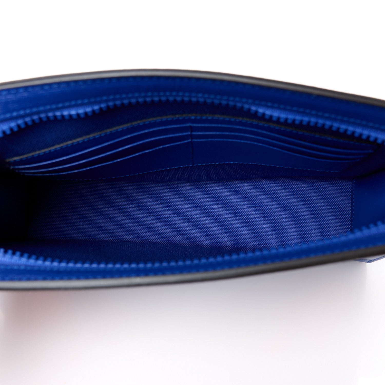 Gucci New Shanghai Calfskin Interlocking G Logo Wristlet Pouch Cobalt Blue Orange 5 of 10