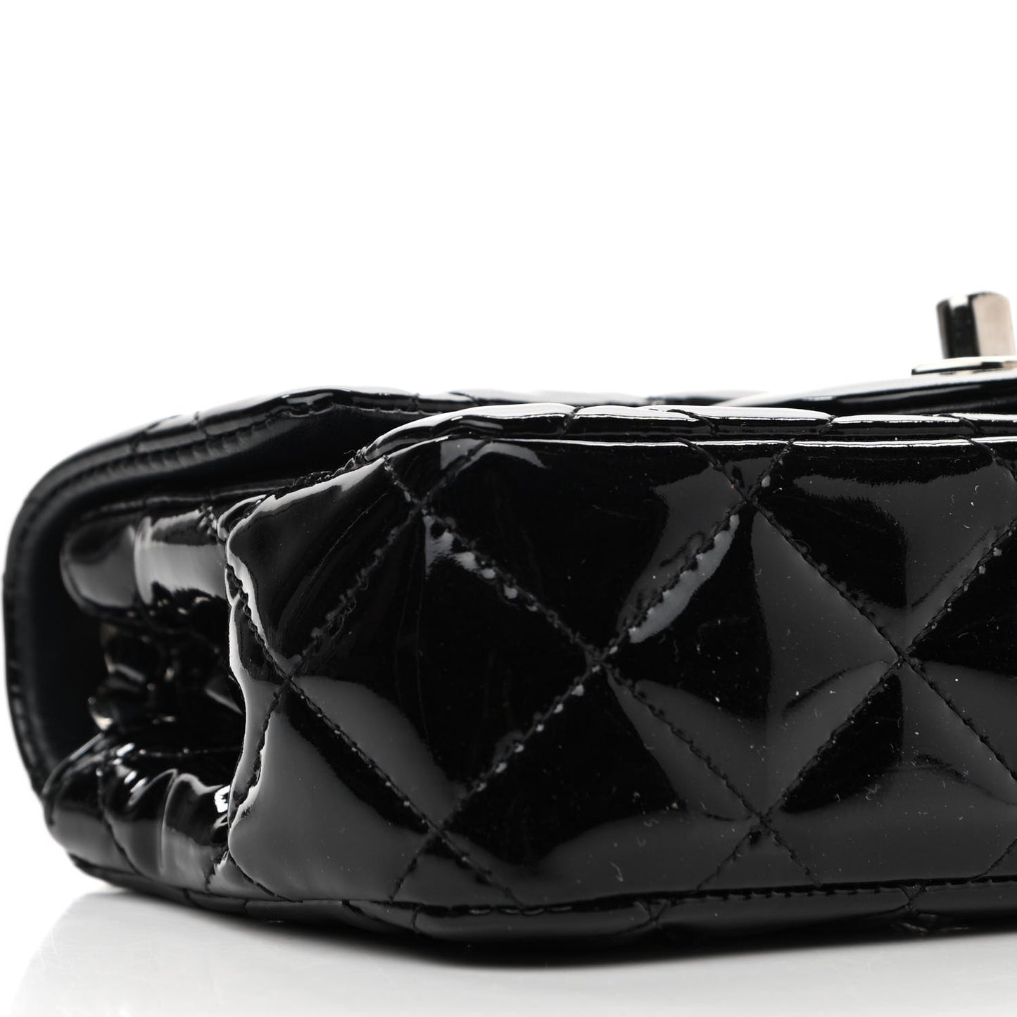 Patent Calfskin Quilted Extra Mini Rectangular Flap Black