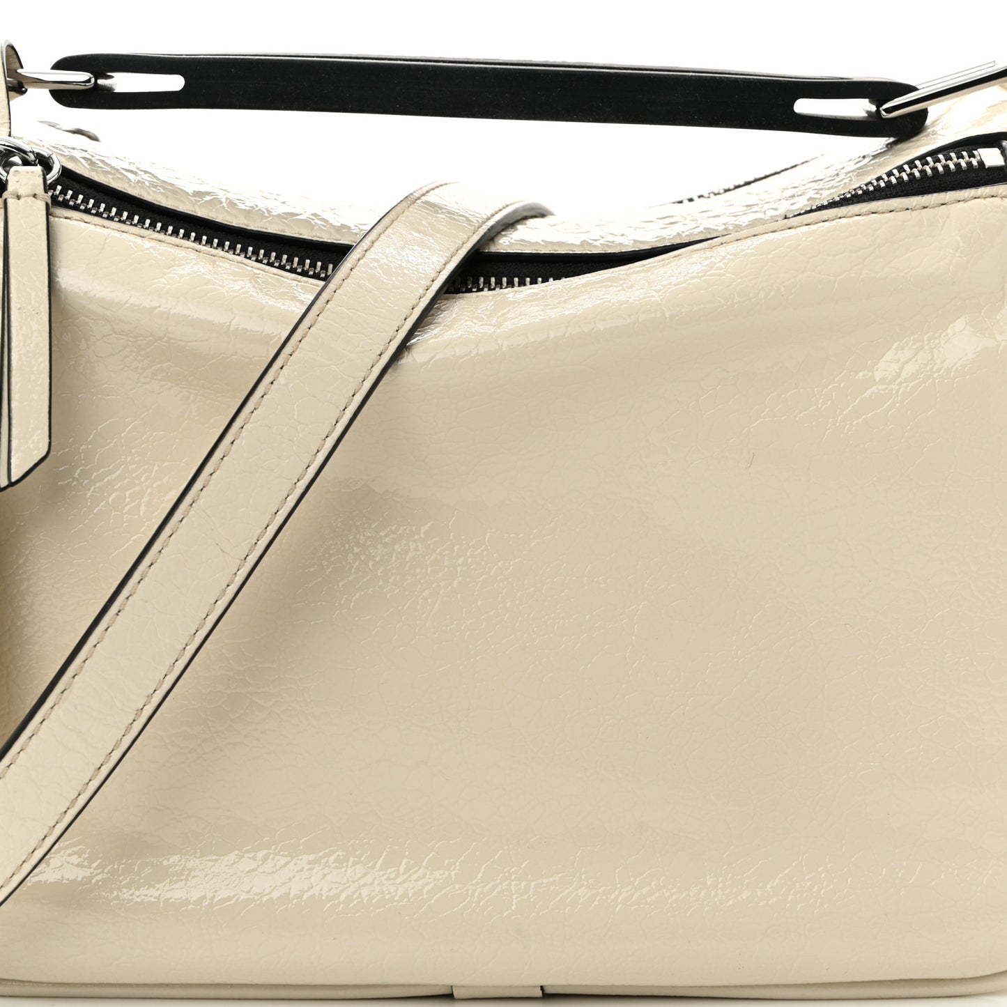 Patent Calfskin Soft Box 23 Shoulder Bag Ivory