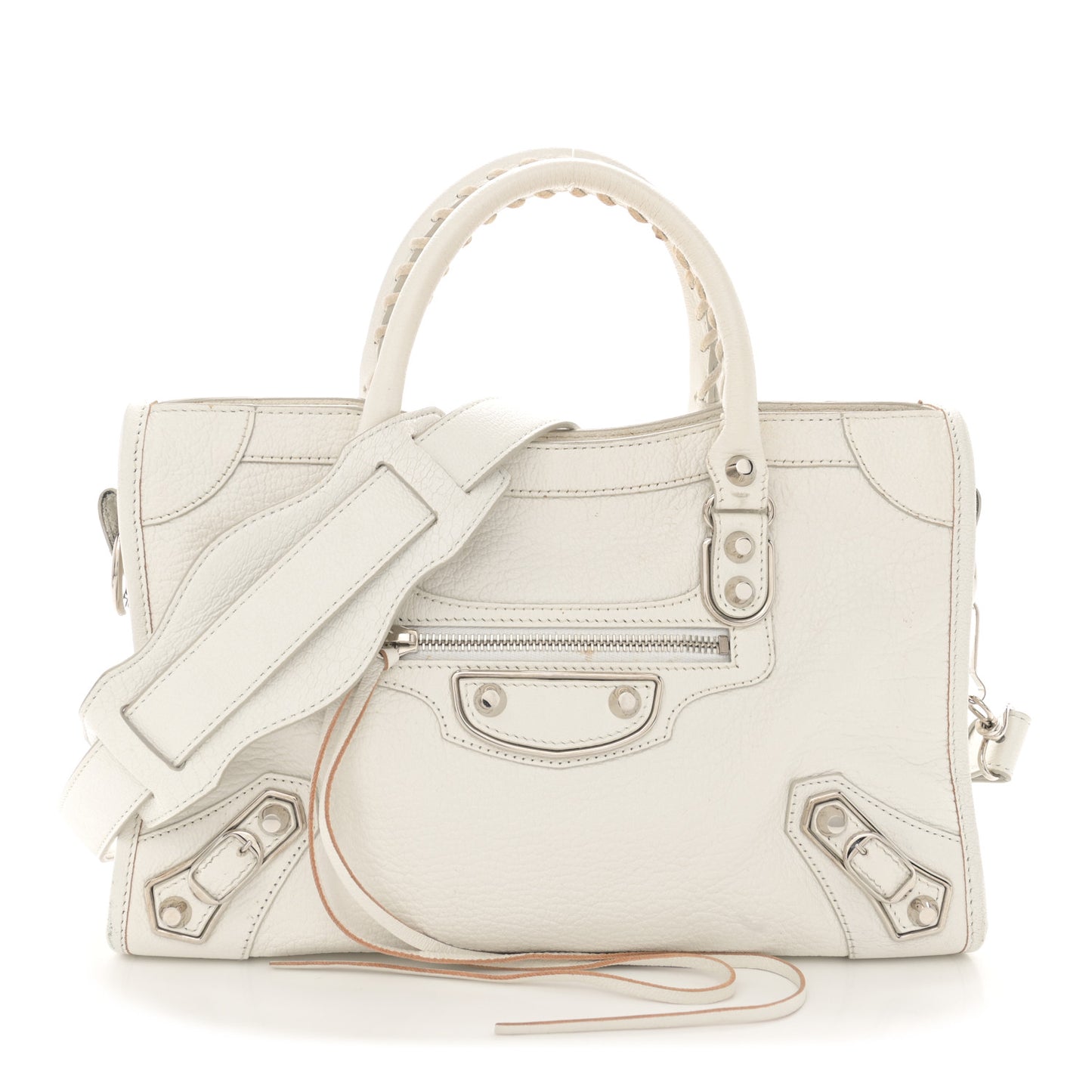 Chevre Silver Metallic Edge Hardware S City White