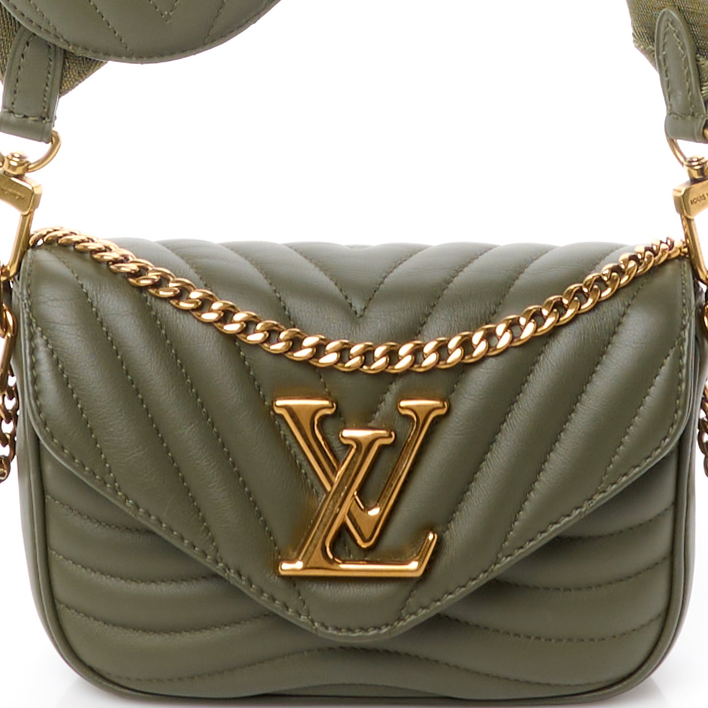 LOUIS VUITTON Calfskin New Wave Multi Pochette Kaki