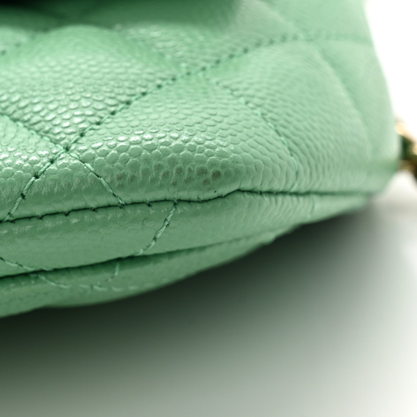 Caviar Quilted Glasses Case With Chain Green