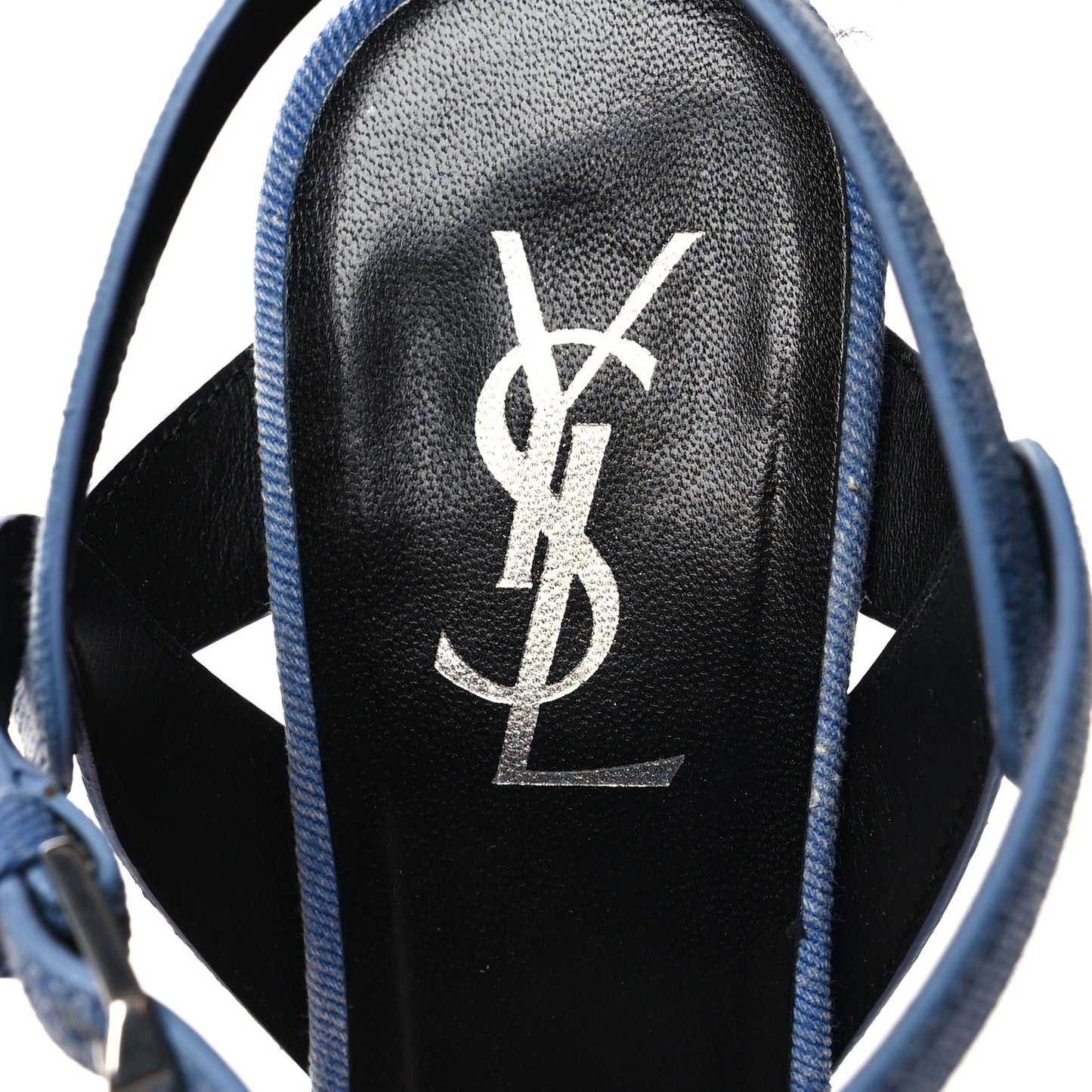SAINT LAURENT Denim Tribute 75 Platform Sandals 37.5 Blue