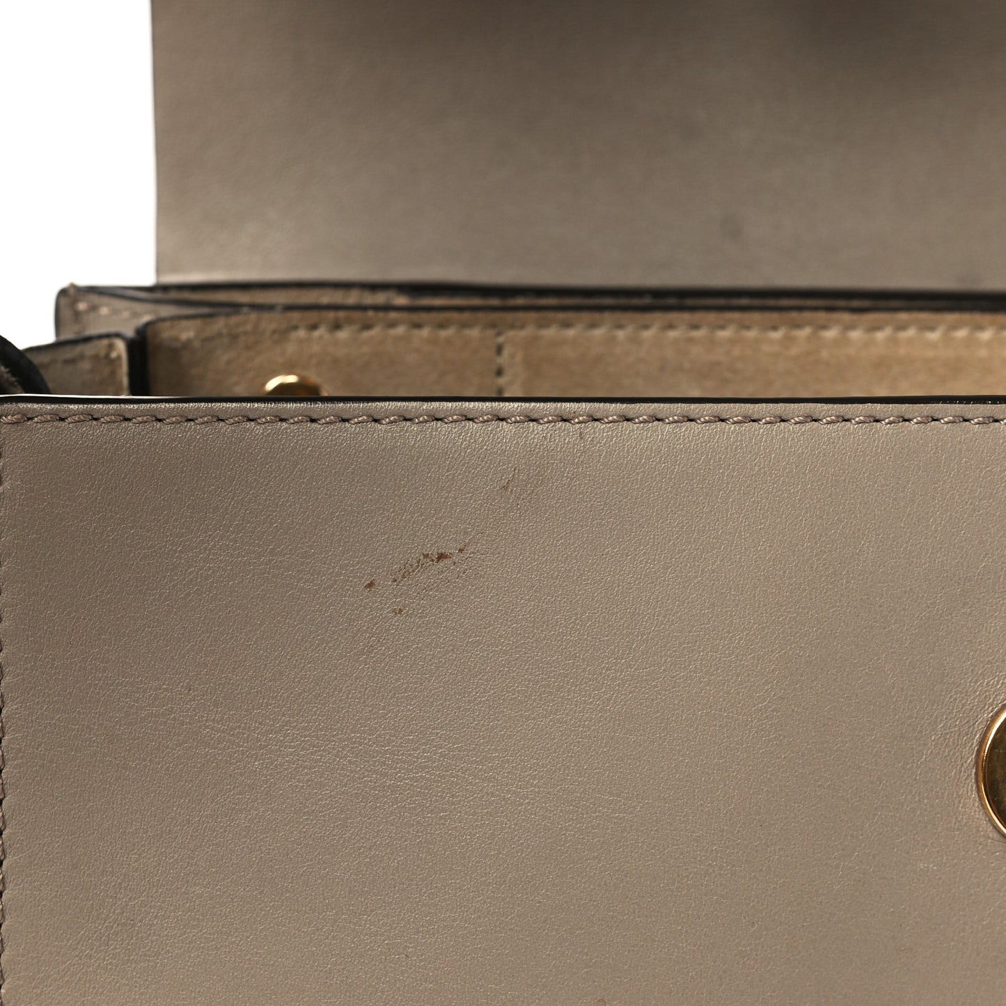 Suede Calfskin Small Faye Shoulder Bag Motty Grey