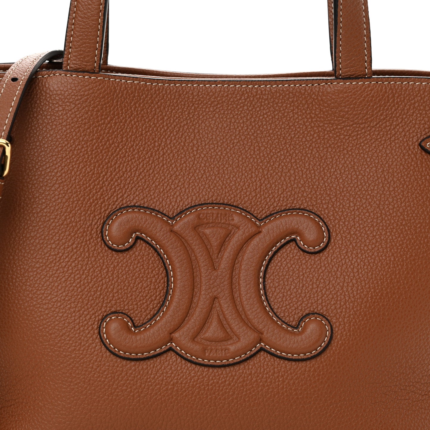 Grained Calfskin Triomphe Mini Cabas Anais Tan