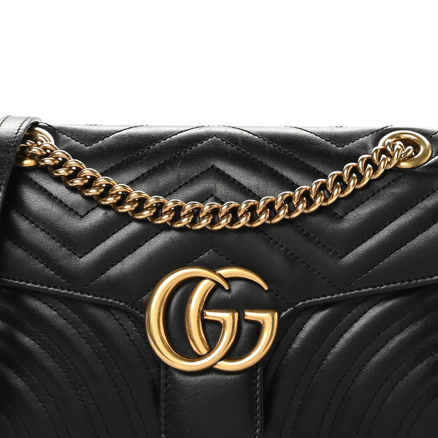 Calfskin Matelasse Small GG Marmont Shoulder Bag Black