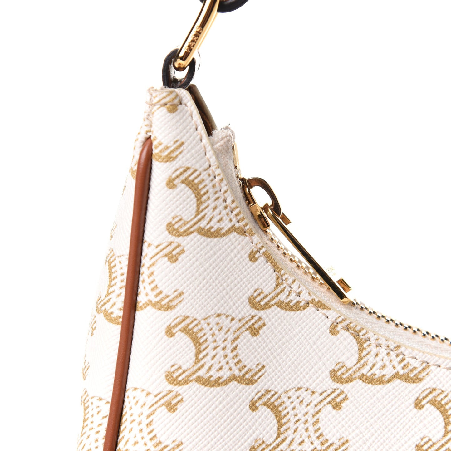 Canvas Calfskin Ava Triomphe Shoulder Bag White