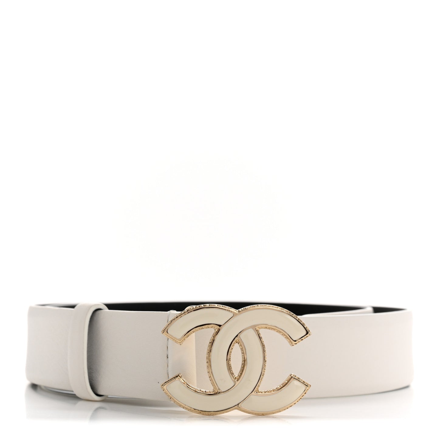 Calfskin Enamel CC Belt 80 32 White