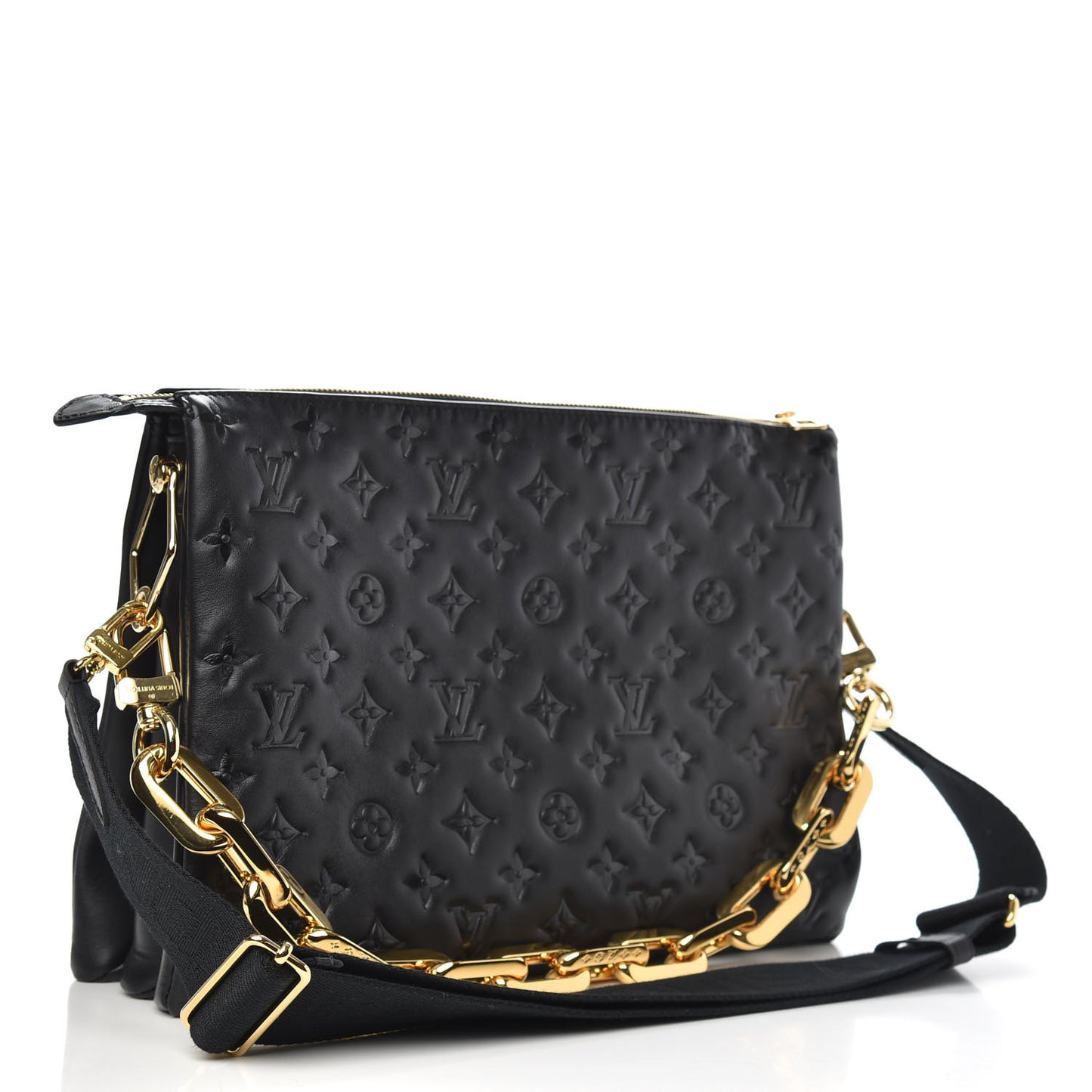 Lambskin Embossed Monogram Coussin MM Black
