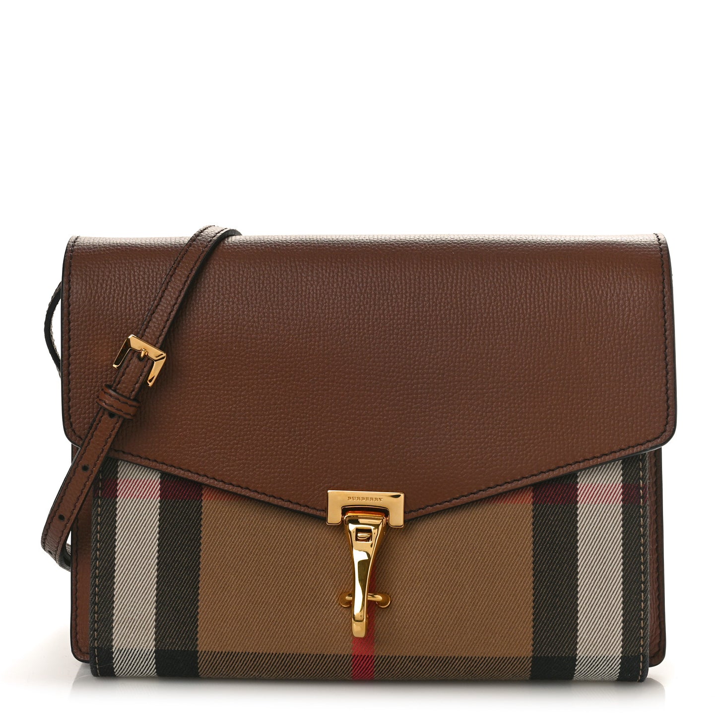 Derby Calfskin House Check Small Macken Crossbody Bag Tan