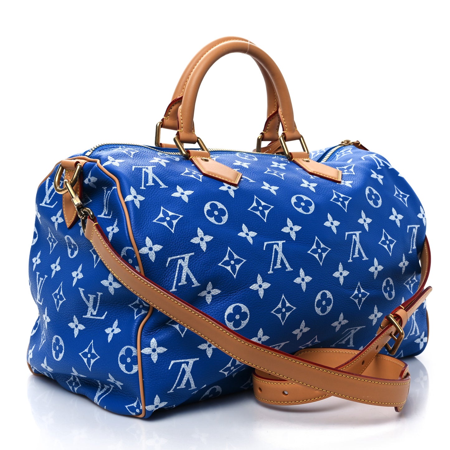 Calfskin Monogram Speedy P9 Bandouliere 40 Blue
