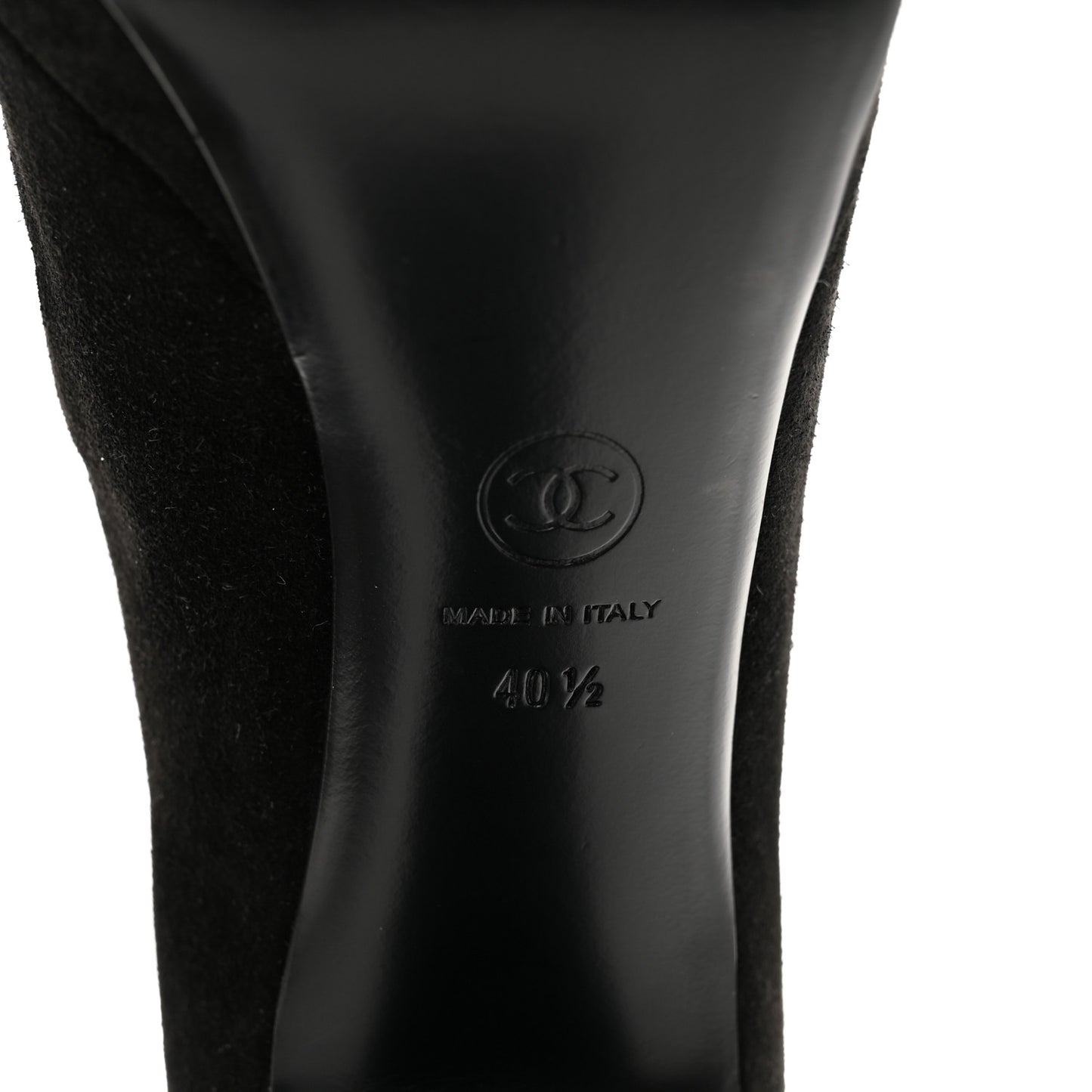 Suede Calfskin Pearl Shamrock CC Sandals 40.5 Black