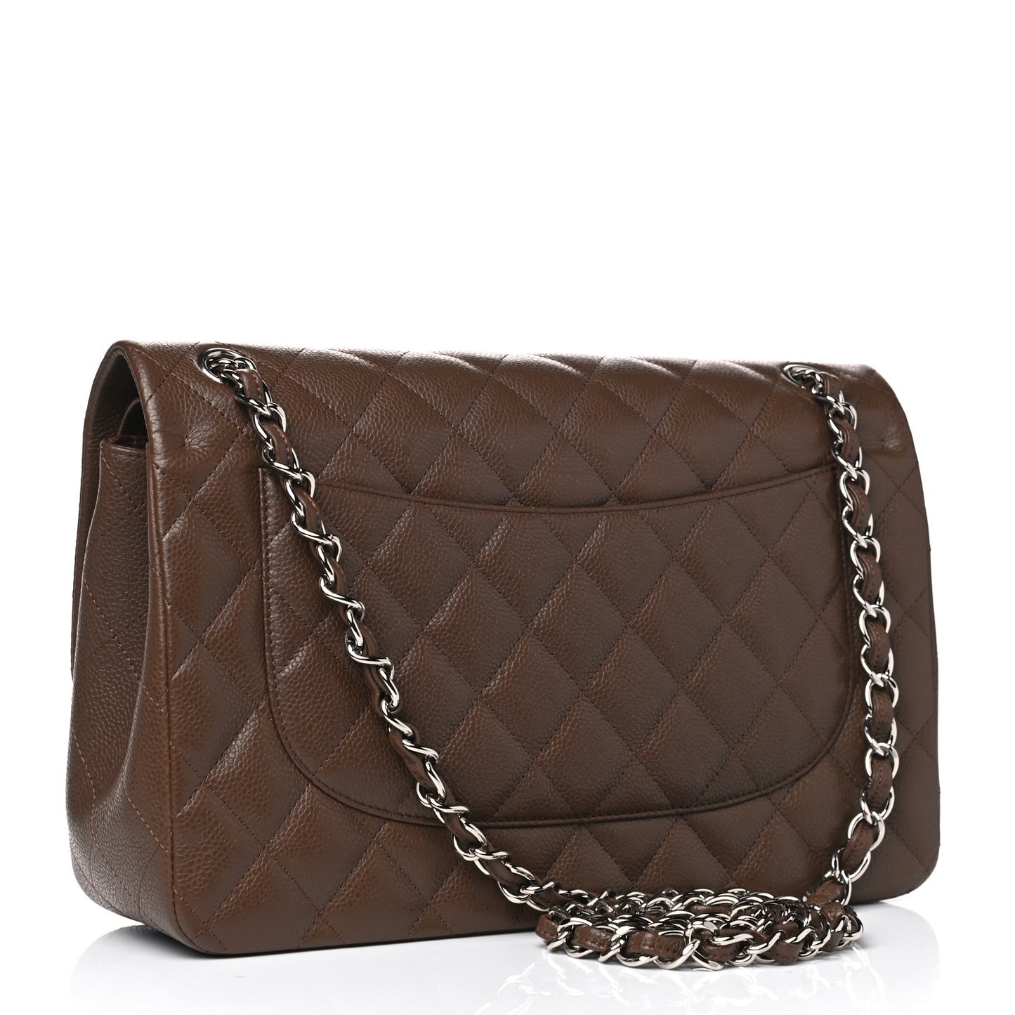 Caviar Quilted Jumbo Double Flap Brown