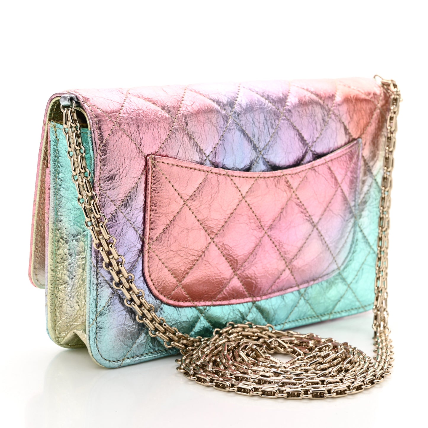 Metallic Goatskin Quilted 2.55 Reissue Wallet on Chain WOC Multicolor