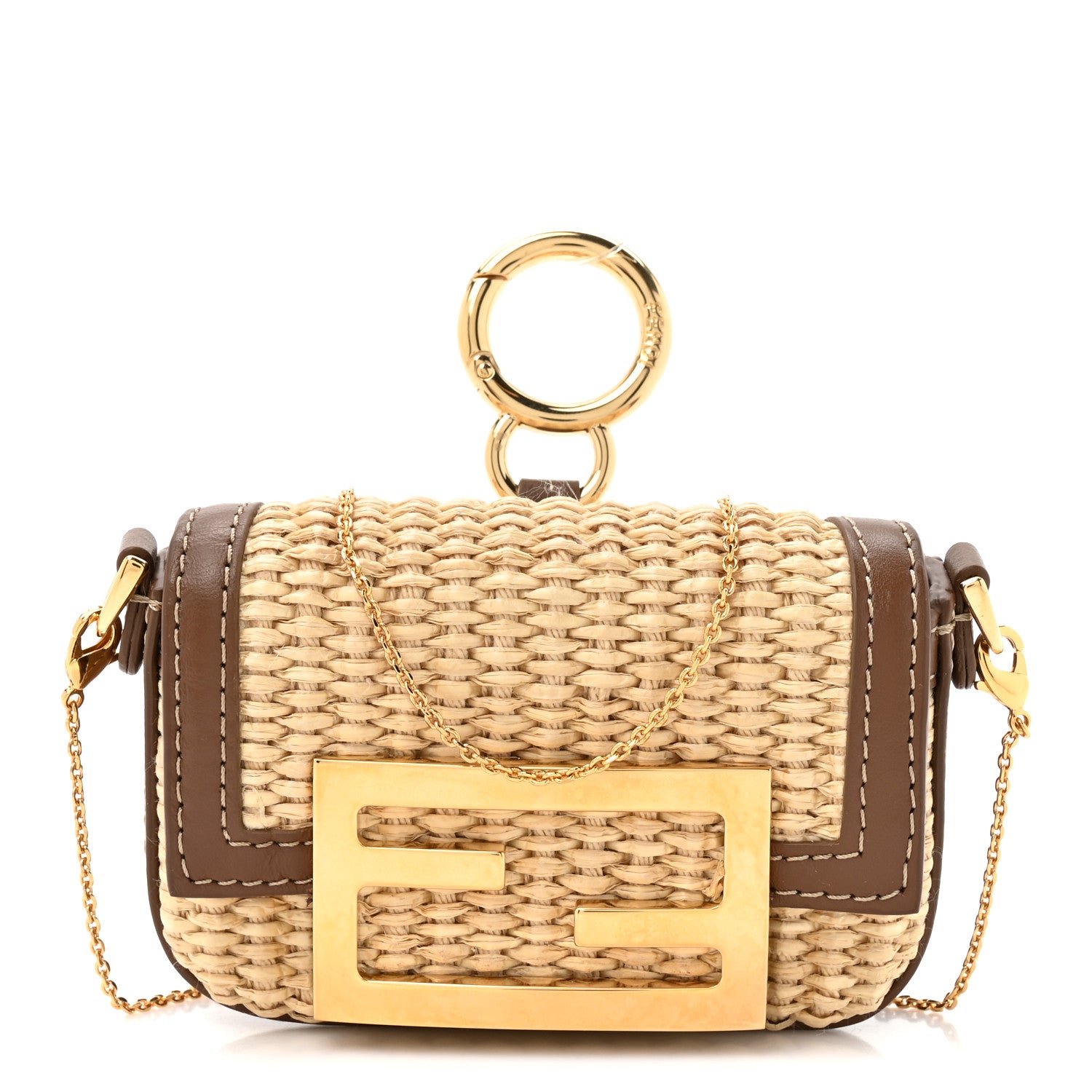 Fendi Macrame Crochet Vitello Grace Nano Maxi Buckle Baguette