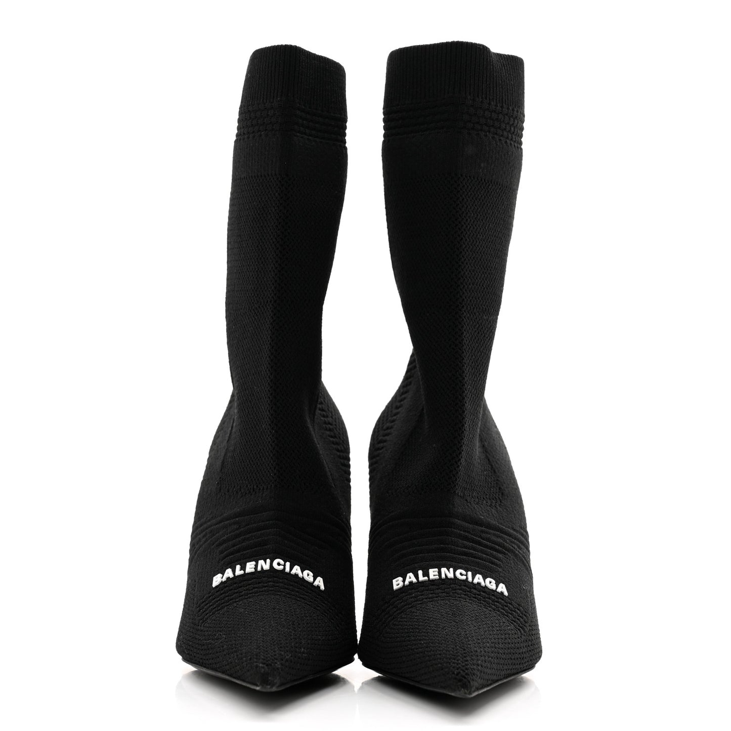 Textured Recycled Knit Logo Extreme Pointed Toe Knife 2.0 Booties 38 Black