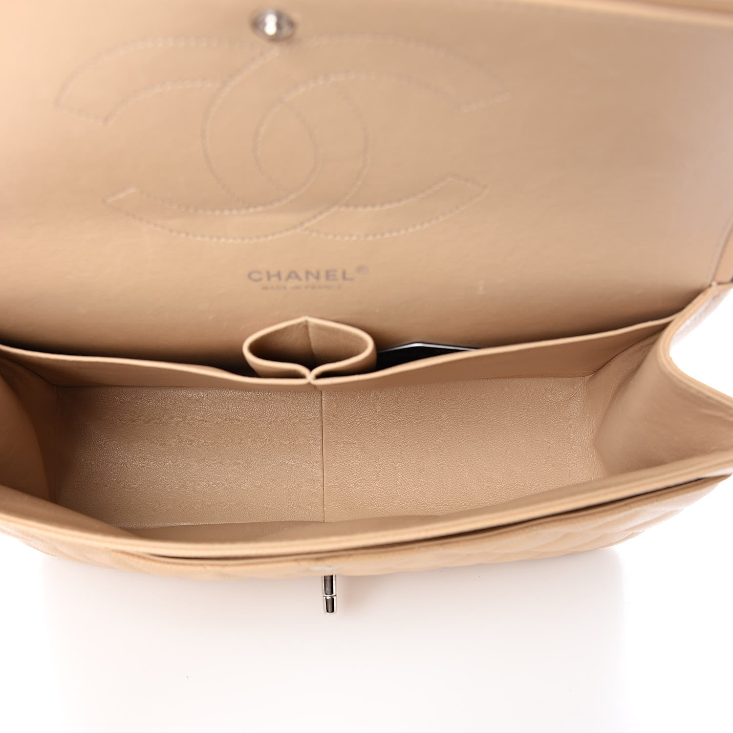 Chanel Caviar Quilted Jumbo Double Flap Beige 5 of 10