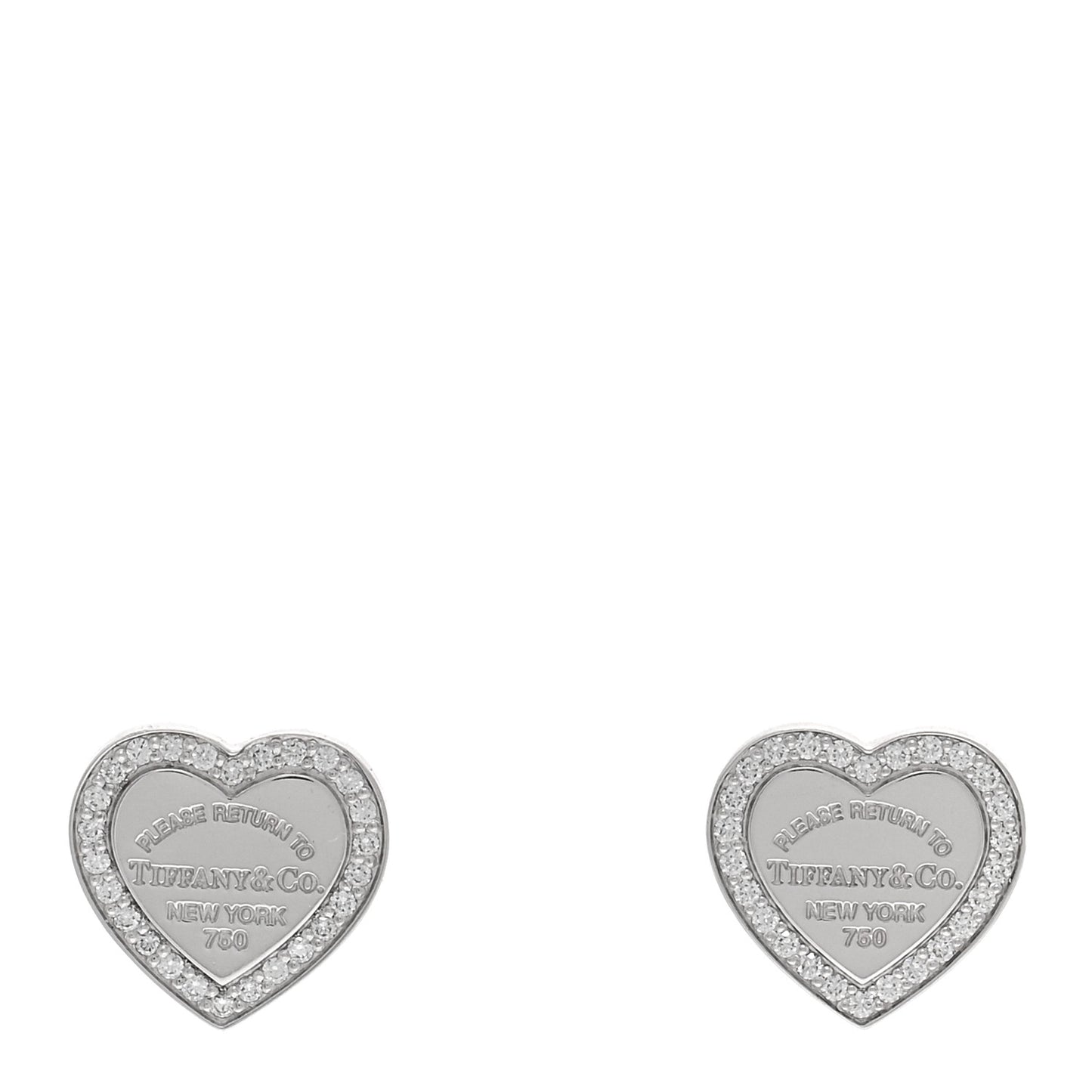 18K White Gold Diamond Return To Tiffany Heart Tag Earrings