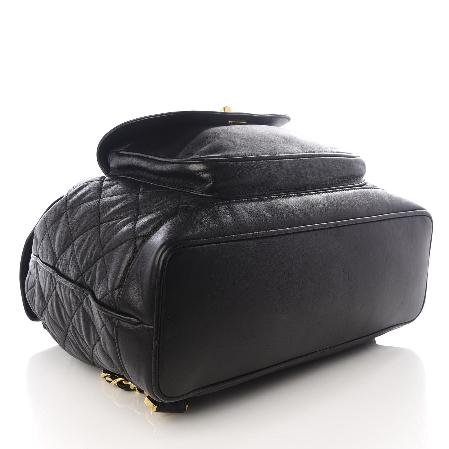 Lambskin Quilted Drawstring Backpack Black