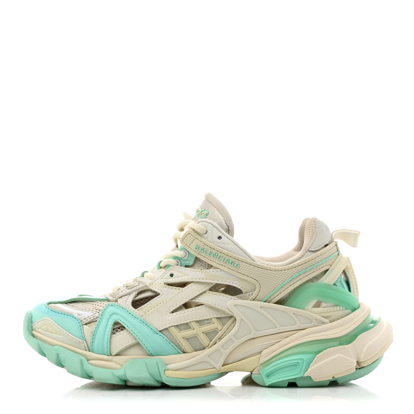 Rubber Mesh Tri-Color Womens Track.2 Open Sneakers 36 Mint Light Beige Grey