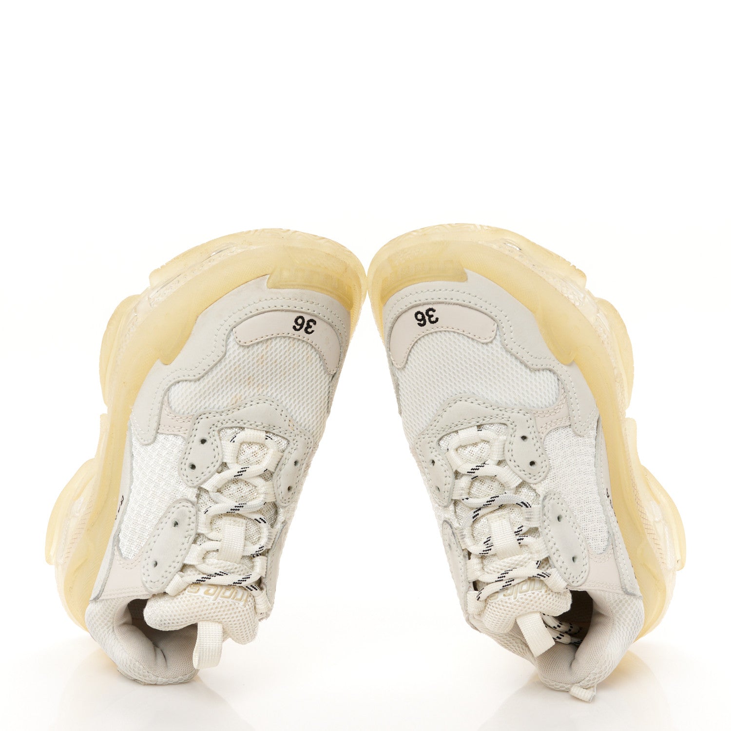 Balenciaga Fabric Mesh Clear Sole Womens Triple S Sneakers 36 White 2 of 9
