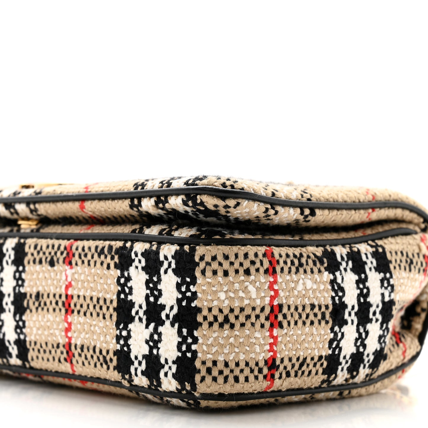 Calfskin Boucle Check Small Lola Chain Bag Archive Beige