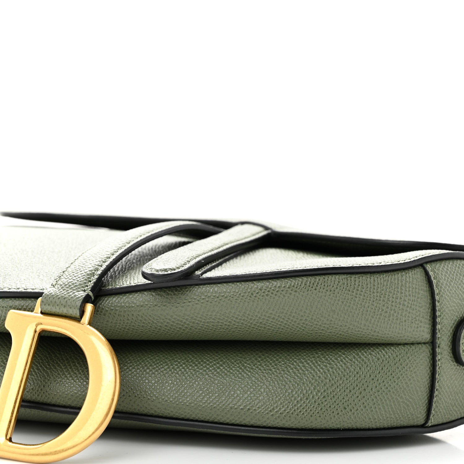 Christian Dior Grained Calfskin Saddle Bag With Strap Sage 10 of 14