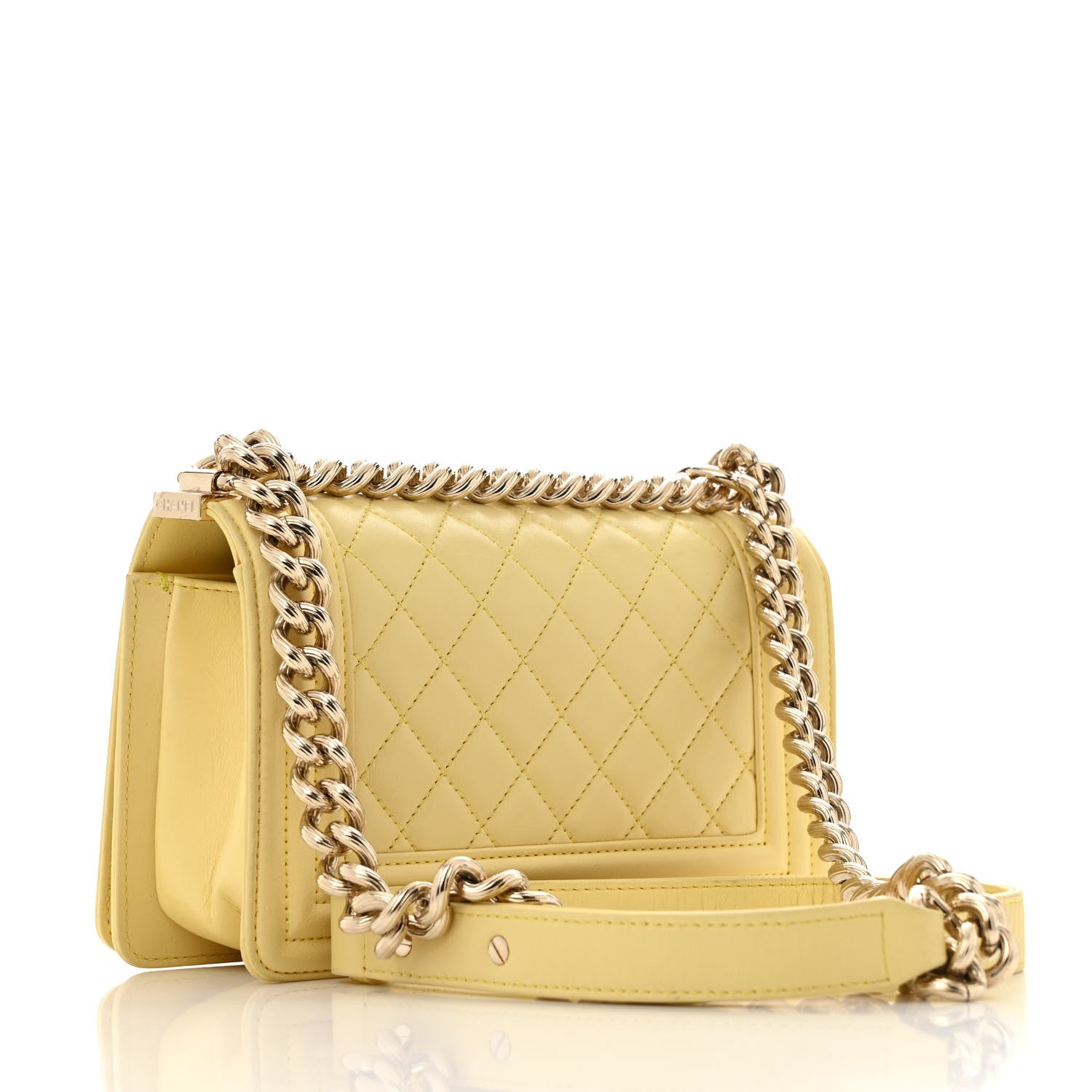 Chanel Lambskin Quilted Small Boy Flap Yellow 3 of 12