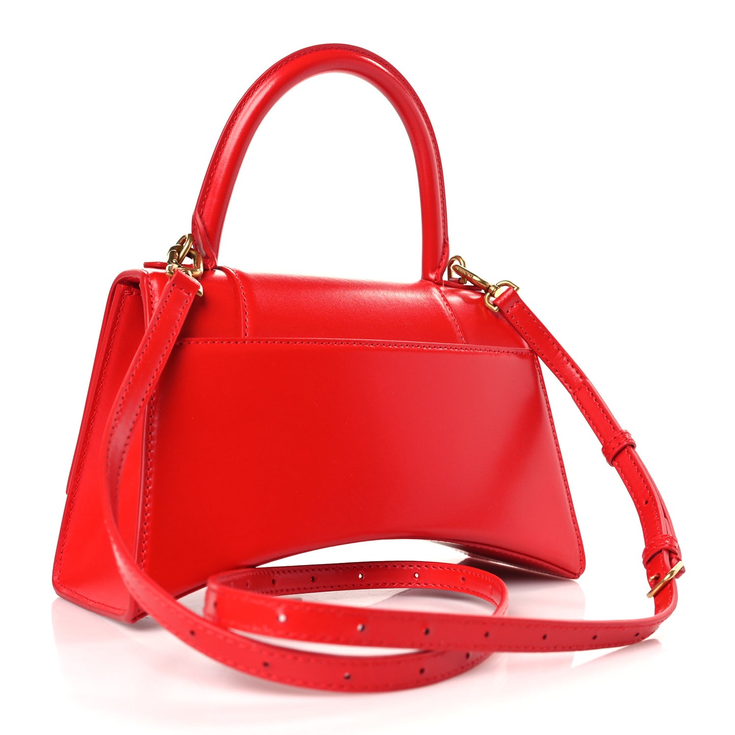 Shiny Box Calfskin Small Hourglass Top Handle Bag Bright Red