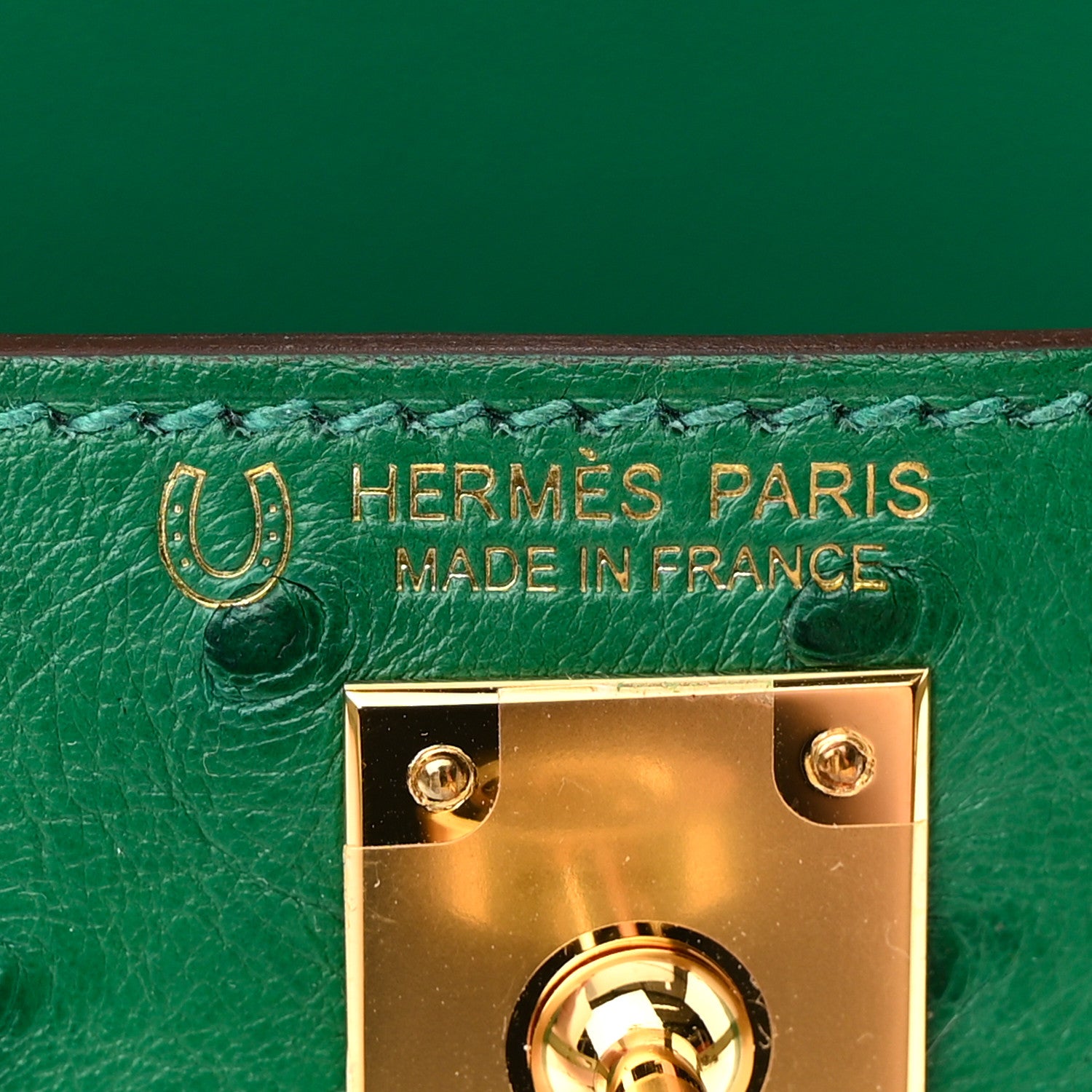 Hermes Ostrich Horseshoe Mini Kelly Sellier 20 Vert Vertigo Nata 6 of 11
